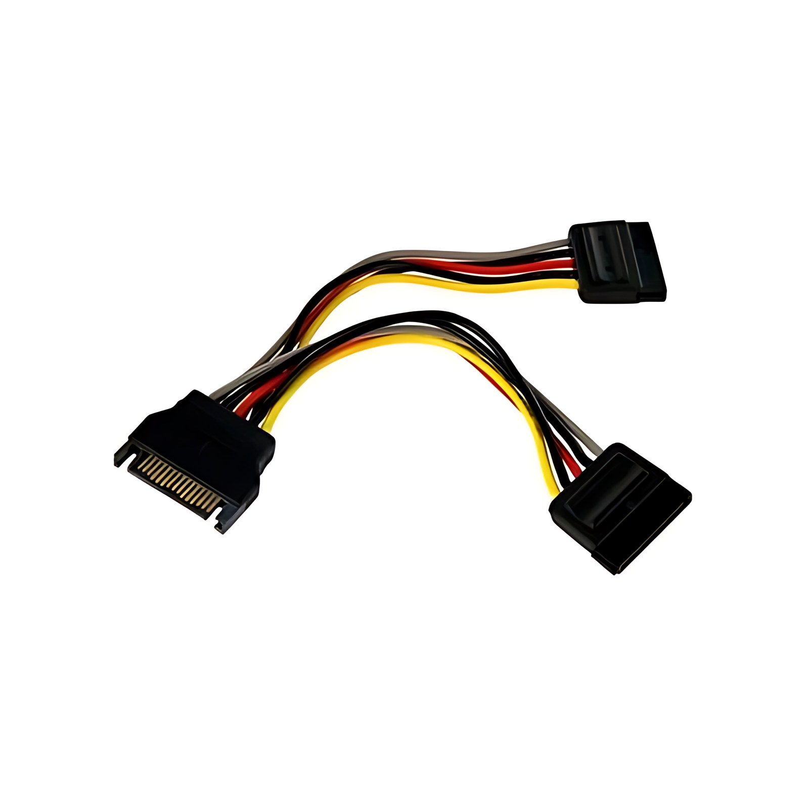 BROBOTIX CABLE SATA PARA CORRIENTE, DOBLE A 0.6"" - Una conexión SATA de 15 pines macho a dos SATA 15 pines hembra - 15 Centimetros