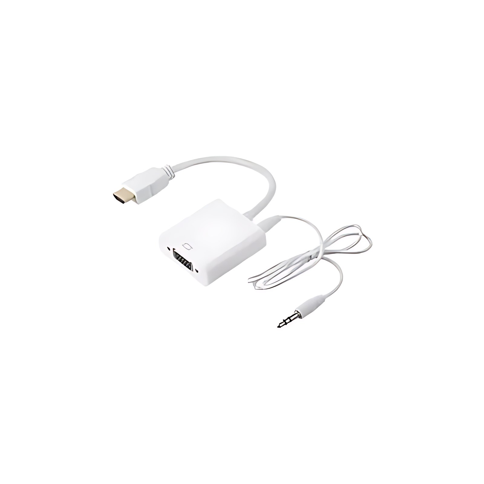 BROBOTIX CONVERTIDOR HDMI MACHO A VGA HD15 HEMBRA CON AUDIO COLOR BLANCO - Cable Convertidor Adaptador Video Audio Laptop NoteBook Escritorio - 1 Conector HDMI Macho a 1 Conector VGA HD15 Hembra 1 Con