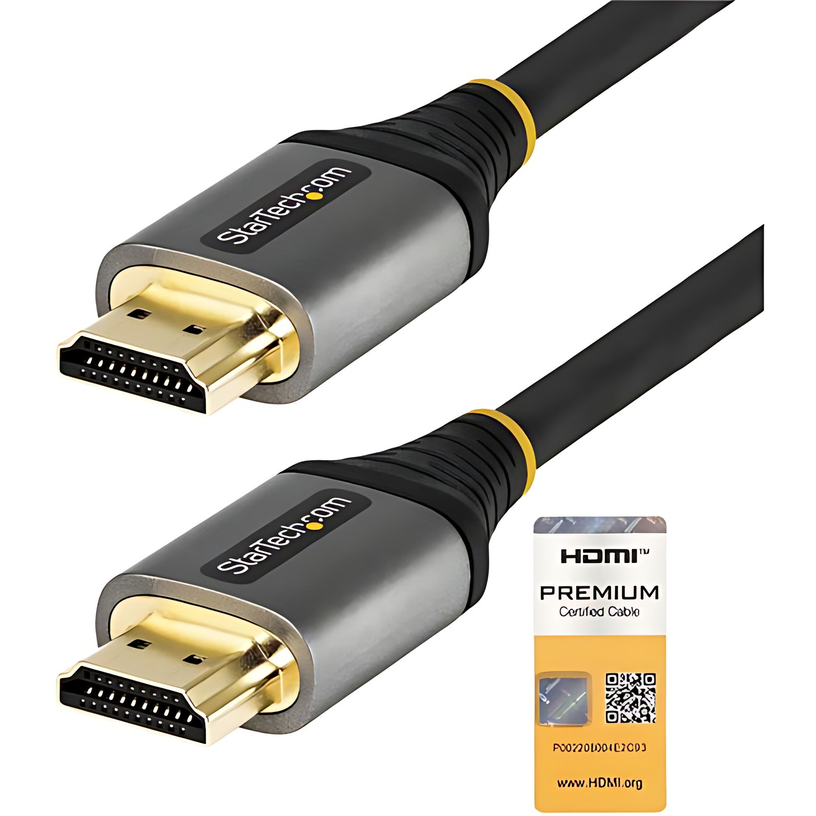 Startech.com Cable 5m Hdmi 2.0 De Alta Velocidad Con Ethernet Con Certificación Premium – Ultra Hd 4k 60hz – Hdr10 – Uhd – Para Monitor 4k – Cable For Dispositivo De Audio/Vídeo, Monitor, Pantalla, Computador, Portátil, Computadora De Escritorio, Pc, Workstation, Tv, Proyector – 18gbit/S – Admite Hasta3840 X 2160 – Apantallado – Oro Conector Chapado – 28 Awg – Gris, Negro