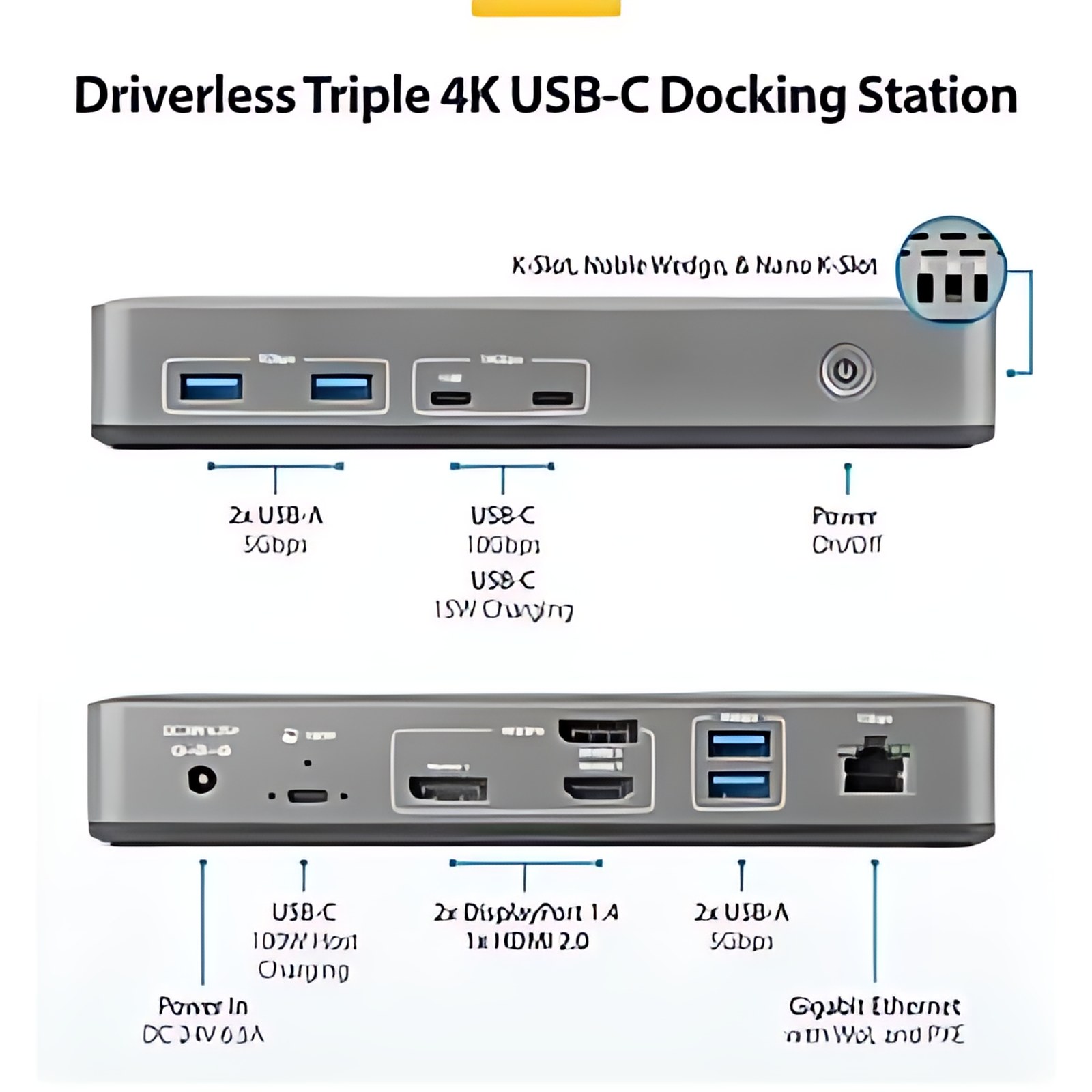 Startech.com Docking Station Usb-C De 3 Monitores Displayport/Hdmi – 4k60hz – Red Ethernet De 1gbps – Dock Multipantalla – Pd De 100w – 3 Pantallas Compatibles – 4k, 4k @ 60hz – 3840 X 2160 – 7 X Puertos Usb – 4 X Usb Type-A Ports – Usb Tipo-A – 3 X Usb Type-C Ports – Usb Tipo-C – 1 X Rj-45 Ports – Red (rj-45) – 1 X Puertos Hdmi – Hdmi – 2 X Displayports – Displayport – Cableado – Gigabit Ethernet – Windows 10, Windows 11, Ubuntu 24.04 – 100w Usb Power Delivery
