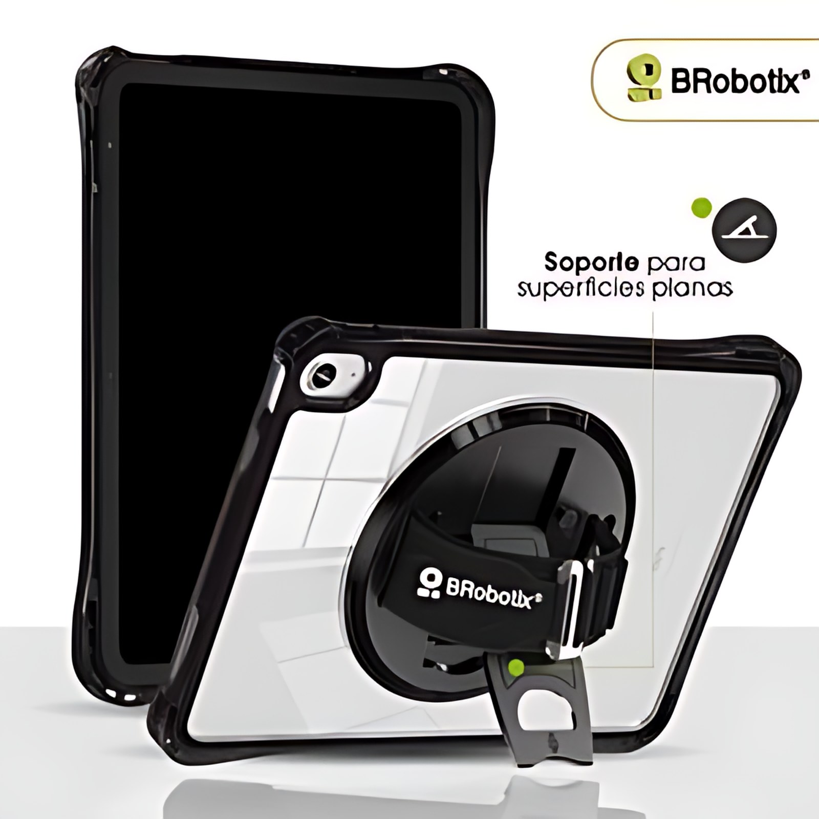 Brobotix Funda Modelo Glass Para Tableta Apple® Ipad® 11va Generación De 11″ (a16) Año 2025 (a3354, A3355, A3356) , Incluye: Correa De Mano Ajustable Y Giratoria 360°, Soporte Para Escritorio Retráctil El Cual Se Activa Con Un Botón, Color: Translúcido. No Incluye Protector De Pantalla Ni Correa De Hombro.tableta Apple Ipad, 11th Generation, Funda Para Ipad, Carcasa Para Ipad, Protector Para Ipad, Funda Ipad, Carcasa Ipad De 11 Pulgadas