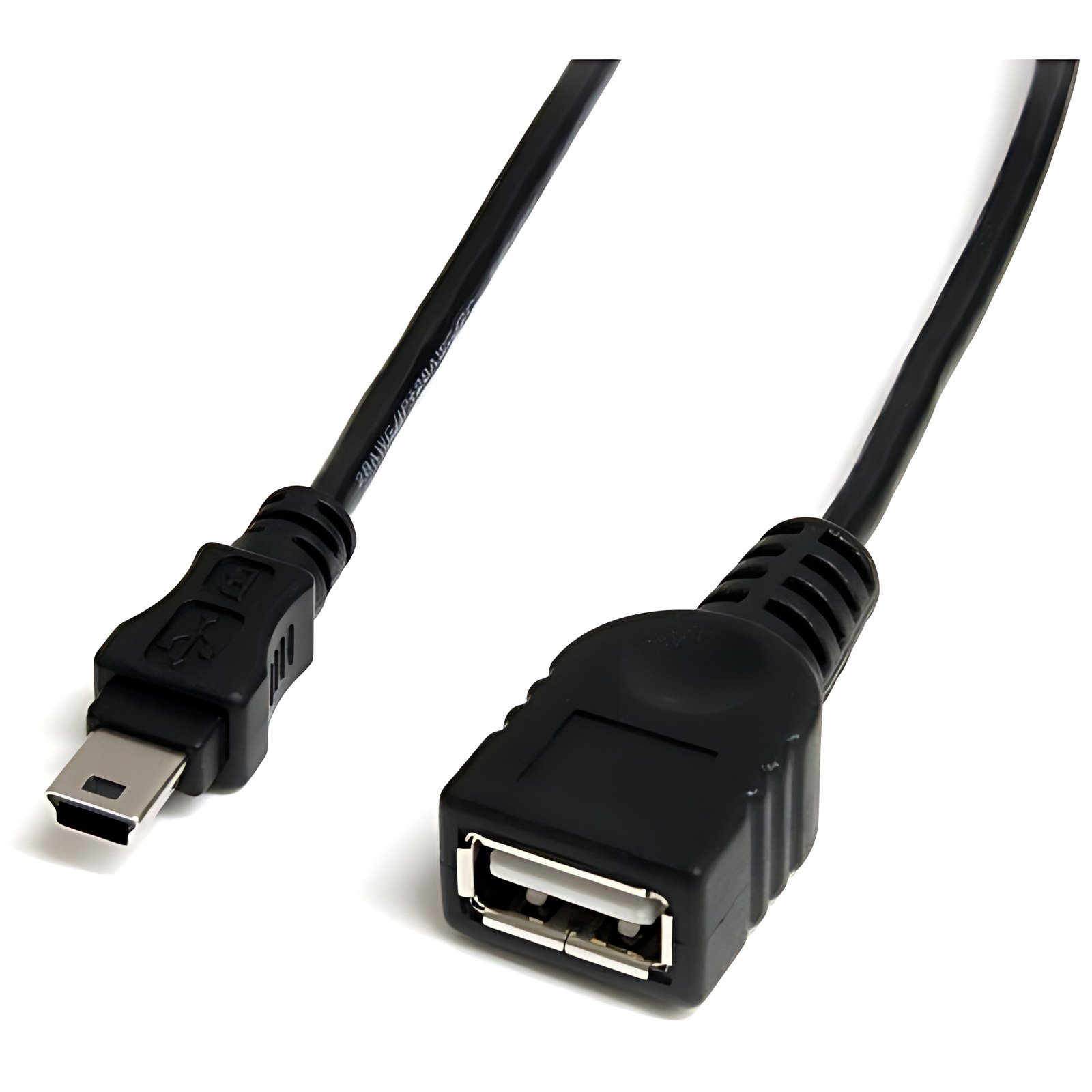 StarTech.com Cable Convertidor USB 2.0 de USB A a Mini USB B de 30cm - Hembra / Macho - USB (F) a Mini USB tipo B (M) - Negro - USBMUSBFM1 - Cable for Videocámara, PDA, Portátil, Reproductor MP3, Cáma