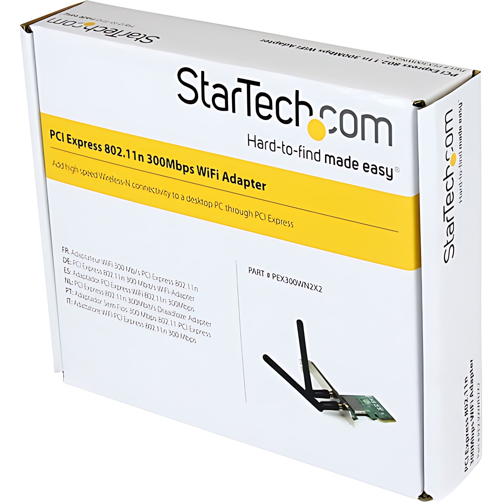 StarTech.com Adaptador Tarjeta PCI Express PCIe de Red Inalámbrica Wireless WiFi N 802.11b/g/n 300Mbps 2T2R - PCI Express x1 - 300Mbit/s - 2.48GHz ISM - Tarjeta enchufable