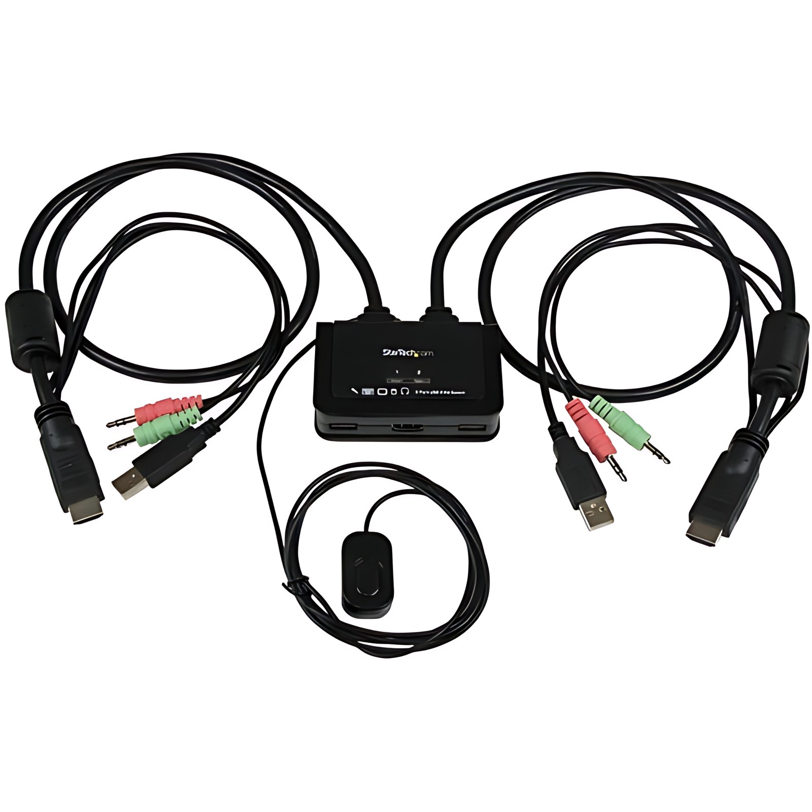 StarTech.com Conmutador Switch KVM 2 puertos HDMI USB Audio con Cables Integrados - 1080p - 2 Computador(es) - 1 Usuarios locales - 1920 x 1200 - 3 x USB - 2 x HDMI