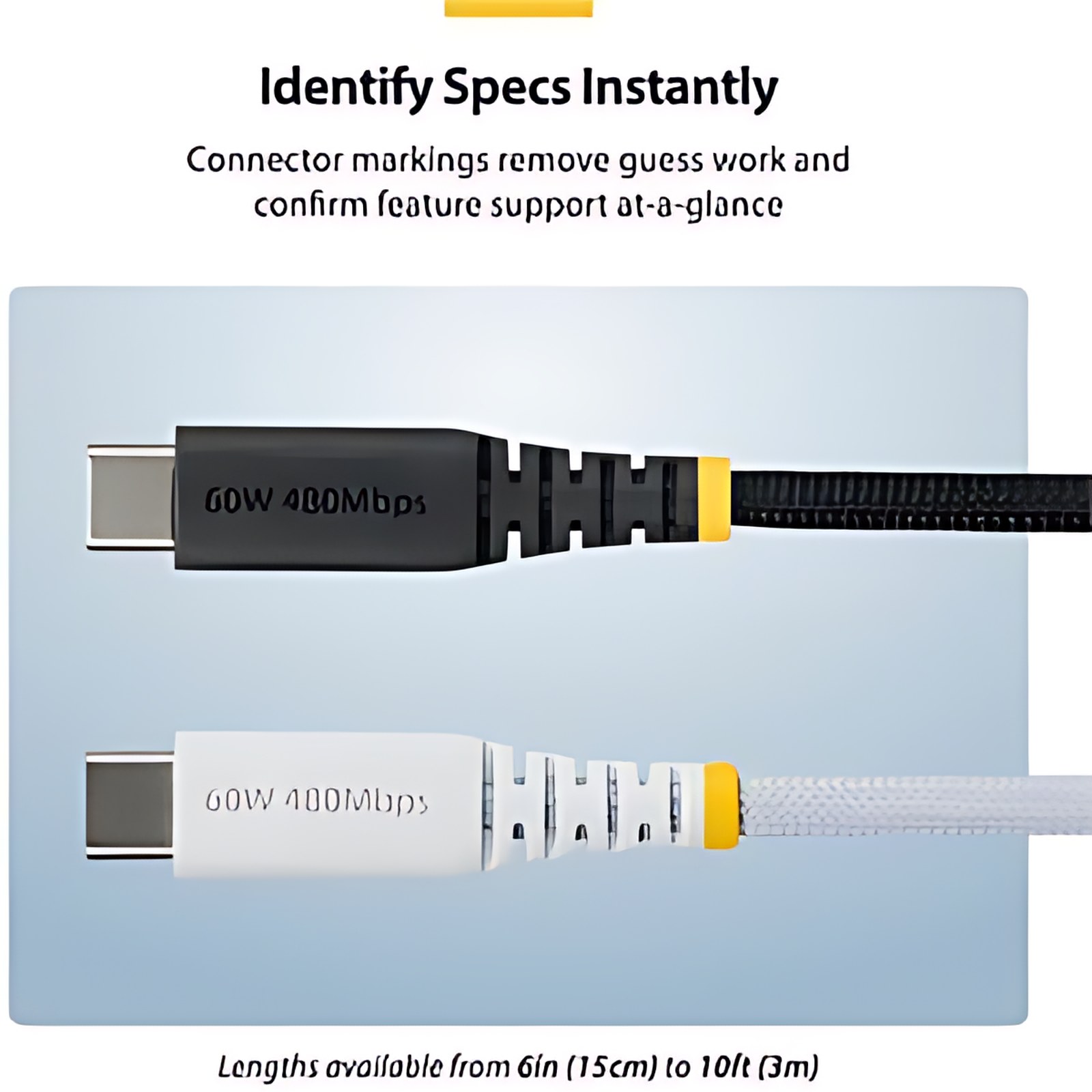 Startech.com Cable De Carga Usb-C Trenzado De Tpe Y Nailon De 15cm – Cable Usb Tipo C Para Laptop – Usb 2.0 – Pd 60w 3a – Negro – Cable For Portátil, Hub, Dispositivo Móvil, Dispositivo Usb, Cargador De Pared, Cargador De Automóvil, Cargador Portátil, Tableta, Smartphone, Computador, Estación De Trabajo Portátil – 480mbit/S – Níquel Conector Chapado – 23/28 Awg – Negro