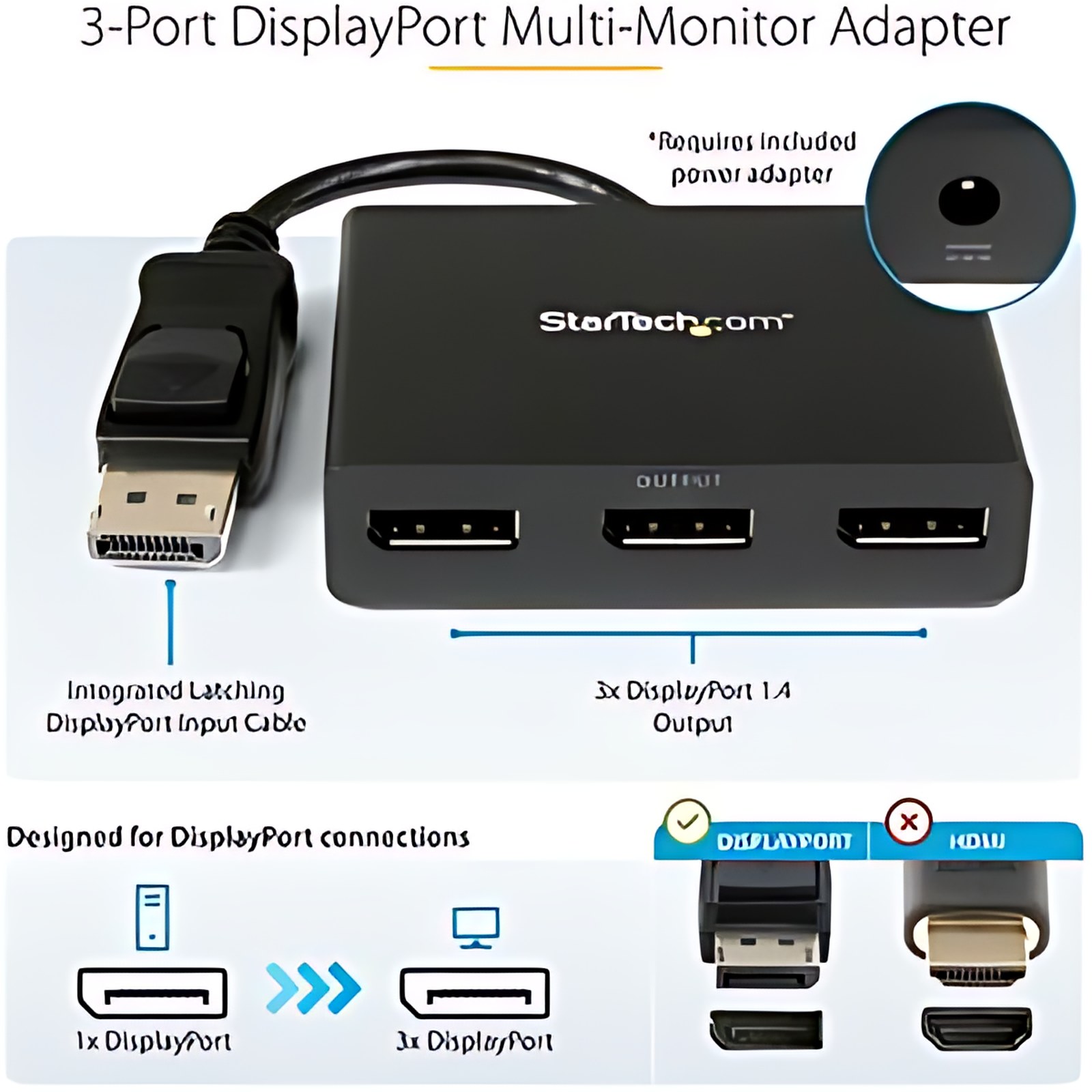 Concentrador Mst – Displayport A 3x Displayport Startech.com Mstdp123dp