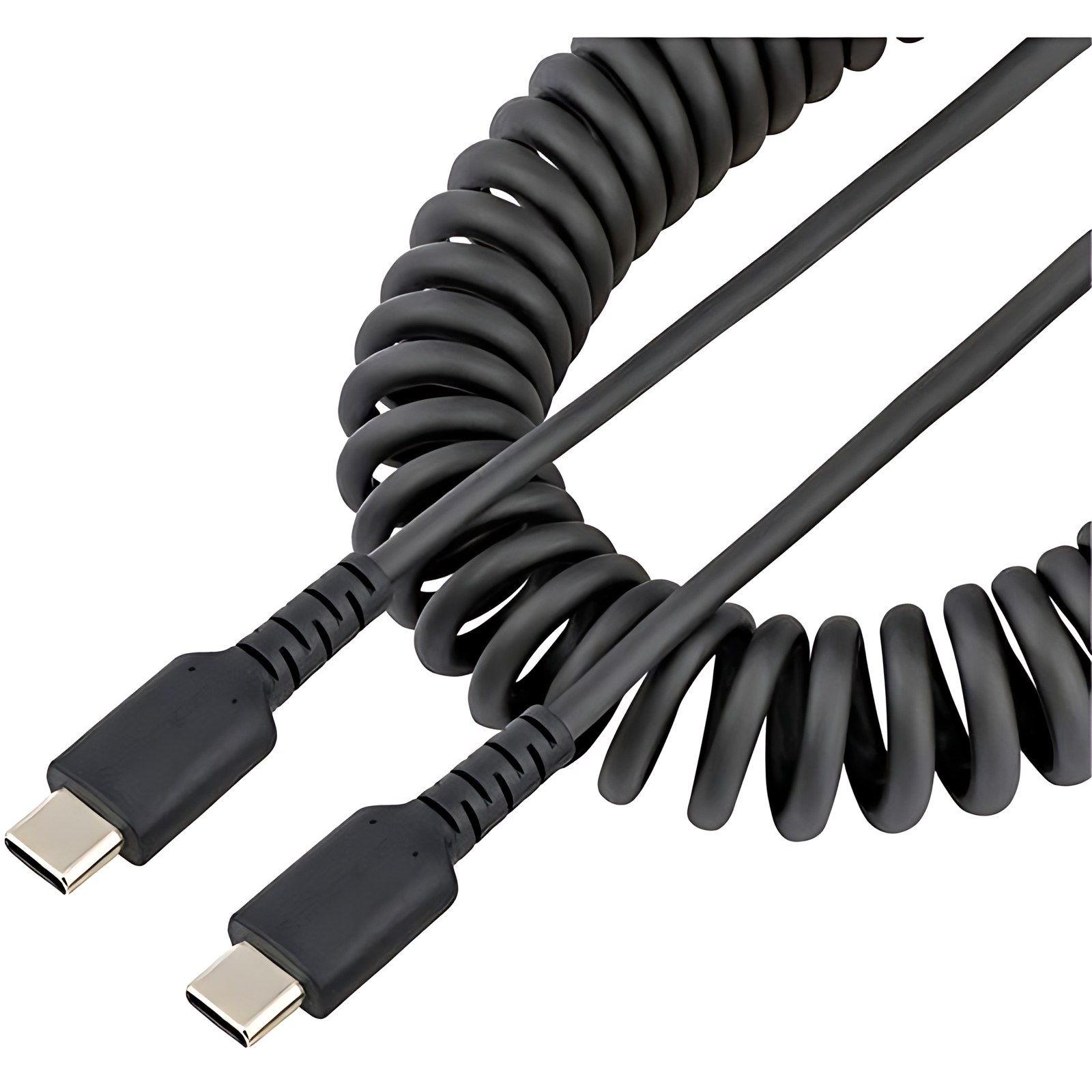 StarTech.com Cable de 50cm de Carga USB C a USB C, Cable USB Tipo C en Espiral de Carga Rápida y Servicio Pesado, Cable USB 2.0 USBC Negro - Cable for Dispositivo móvil, iPad Pro, iPad mini, Smartphon