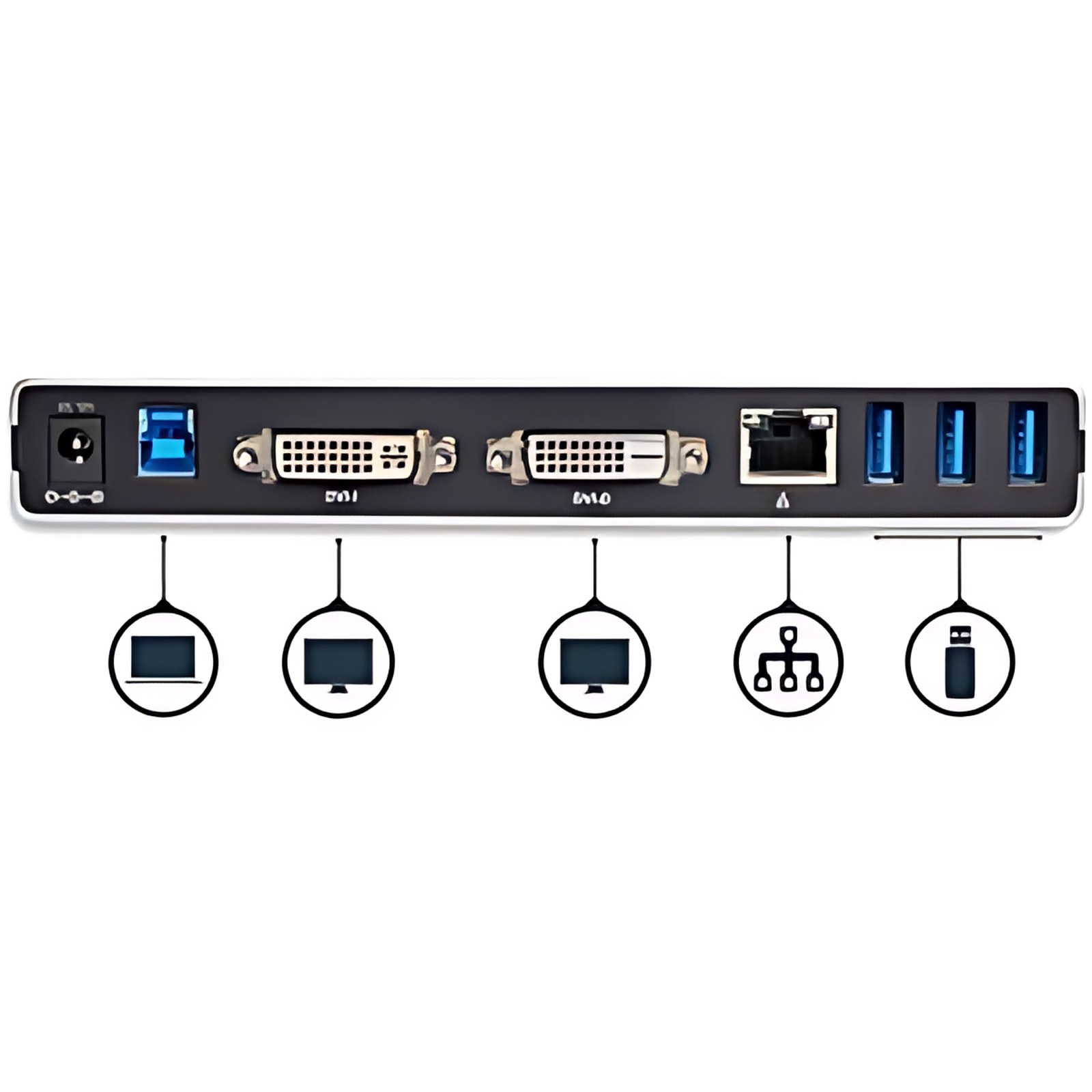 Startech.com Replicador De Puertos Universal Usb 3.0 Para Laptop Con Dvi Doble Y Ethernet Gigabit Con Adaptadores Hdmi Vga – 2 Pantallas Compatibles – 2048 X 1152 – 5 X Usb 3.0 – Red (rj-45) – Dvi – Línea Entrada De Audio – Micrófono – Cableado – Gigabit Ethernet – Windows 7, Windows 8, Windows 8.1, Windows 10, Windows 11, Windows Xp Sp3, Windows Vista, Mac Os X 10.6 Snow Leopard, Mac Os X 10.12 Sierra, Mac Os X 10.14 Mojave, Mac Os X 10.15 Catalina, …