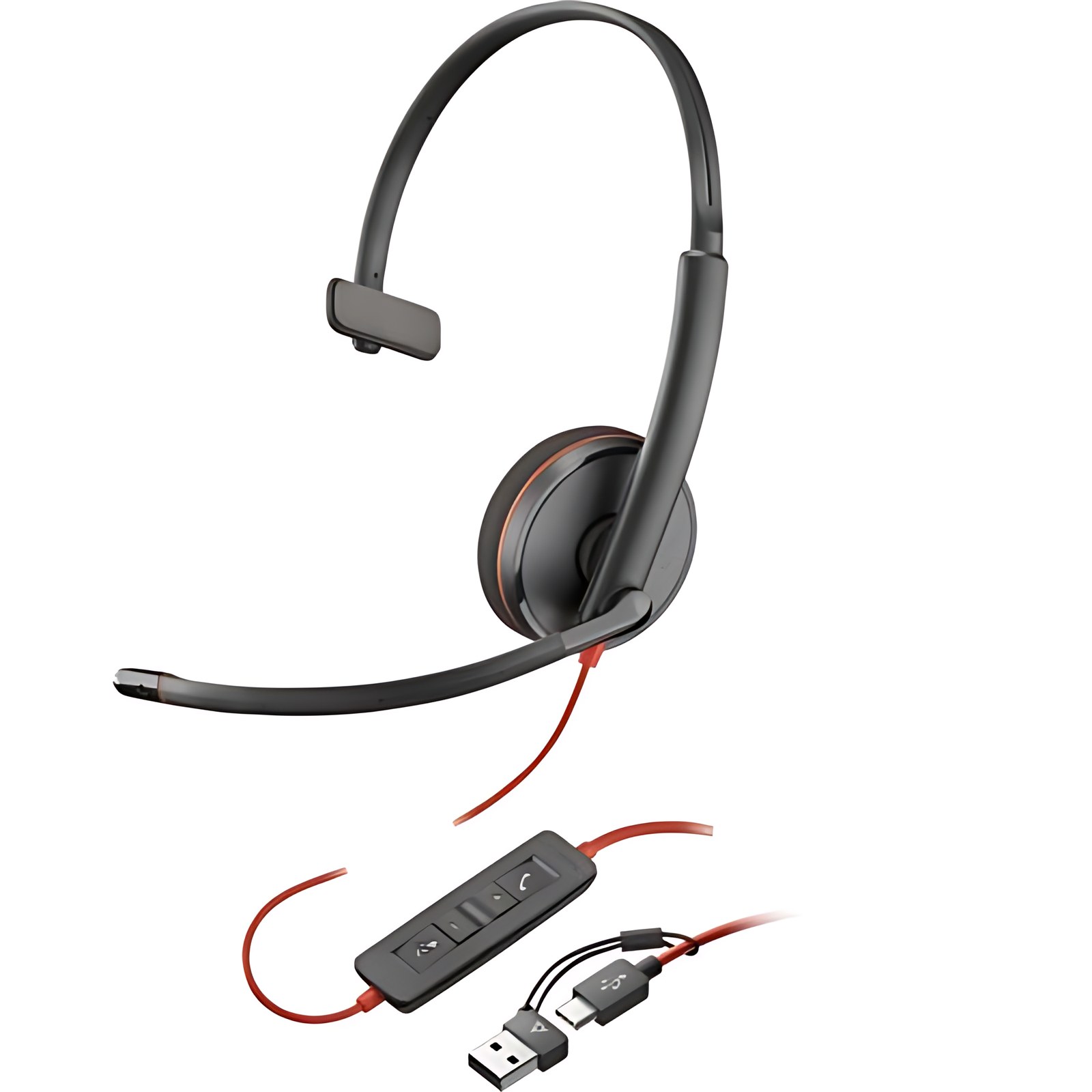 Hp Poly Blackwire 3210 Monaural Usb-C Headset +usb-C/A Adapter (bulk)