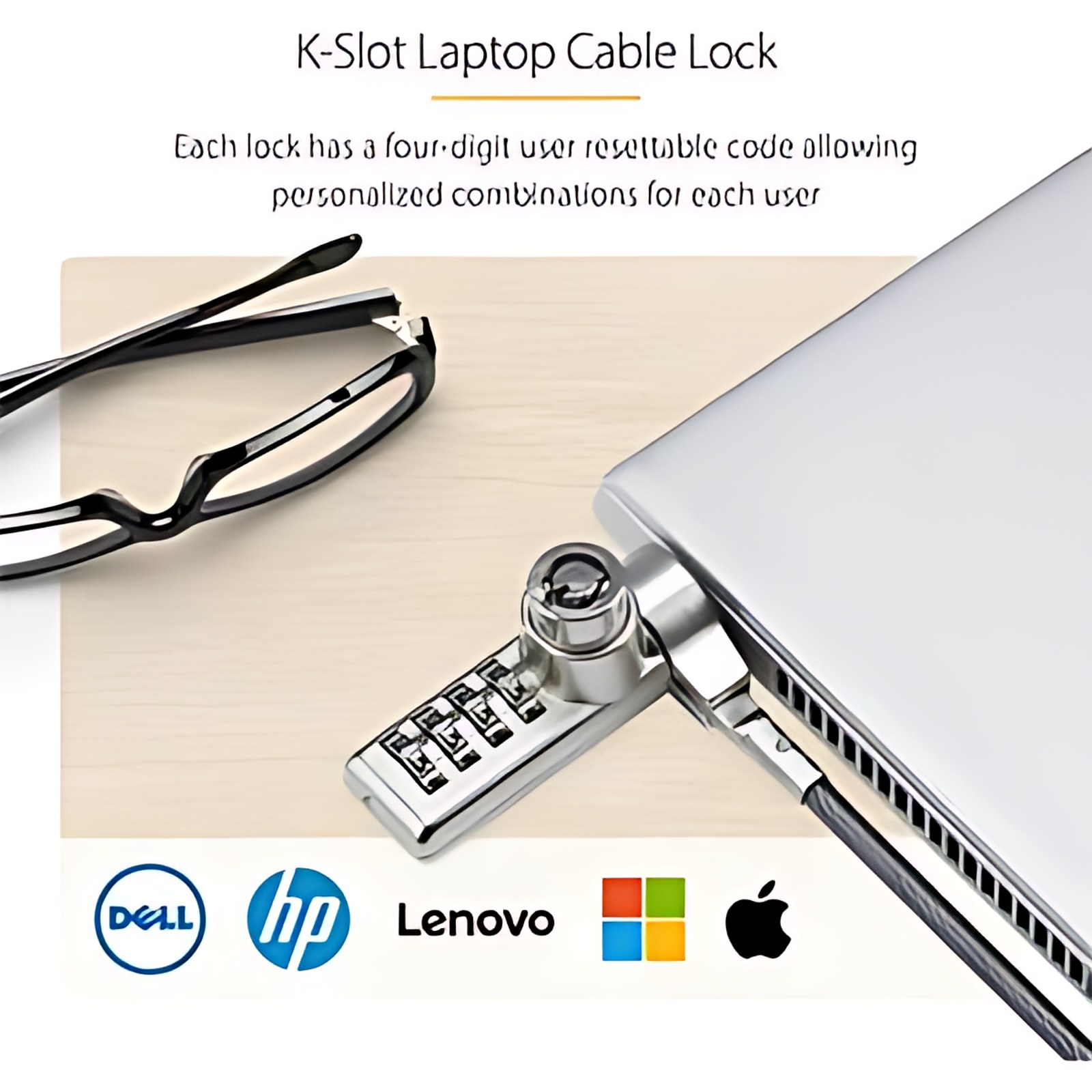 Startech.com Paquete De 10 Candados K-Slot De Llave Y Clave Numérica Para Laptop – Cables De Seguridad Antirrobo Con La Misma Llave – 1.98m Cable – Reiniciable – 4-Dígitos – Plata, Negro – Acero, Plástico – Para Portátil, Monitor, Impresora, Base De Conexión, Computadora De Escritorio, Computador Todo En Uno, Material De Laboratorio, Osciloscopio, Equipos De Prueba