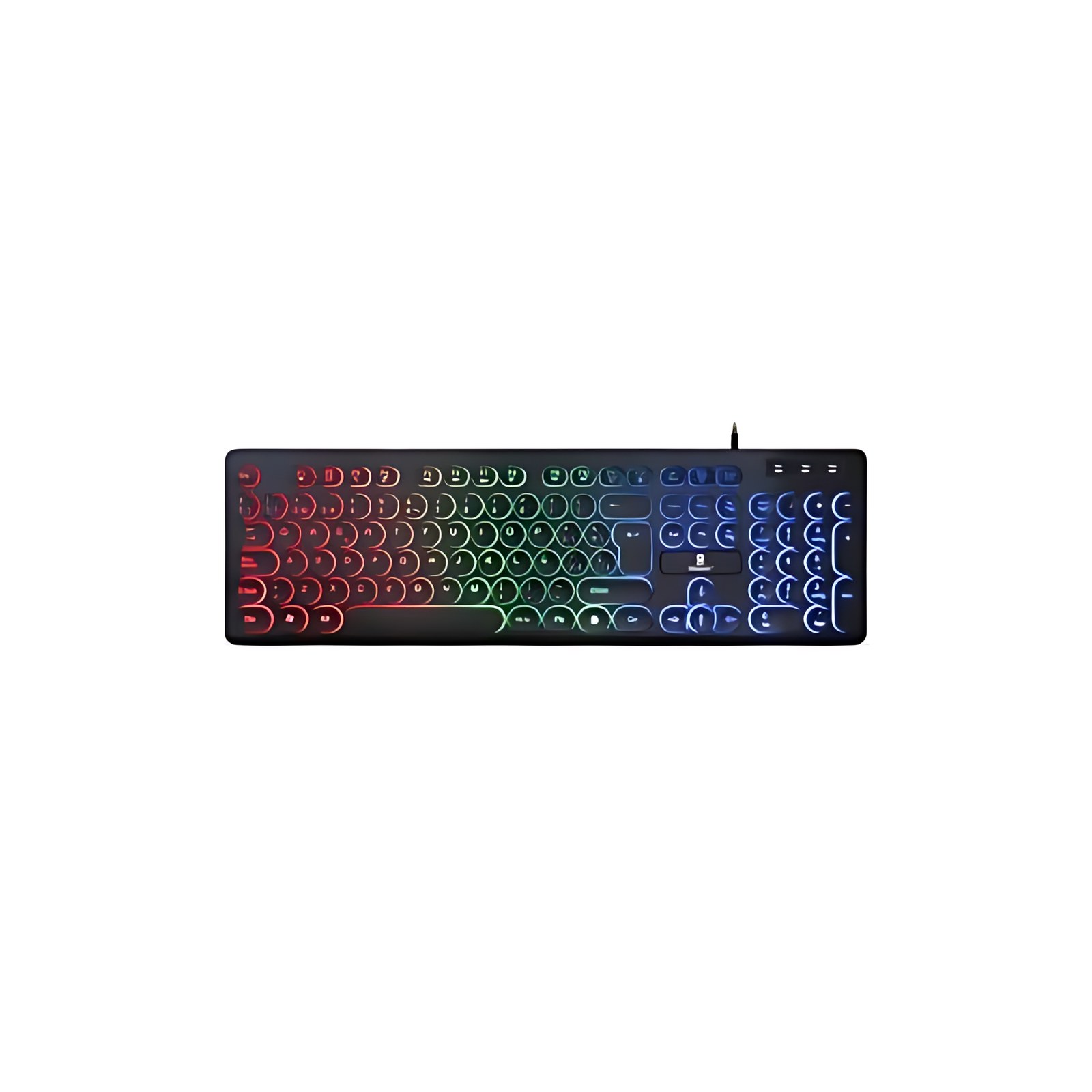 BROBOTIX TECLADO USB ILUMINADO , TECLAS CIRCULARES COLOR NEGRO - PC Escritorio Laptop Notebook formato Retro