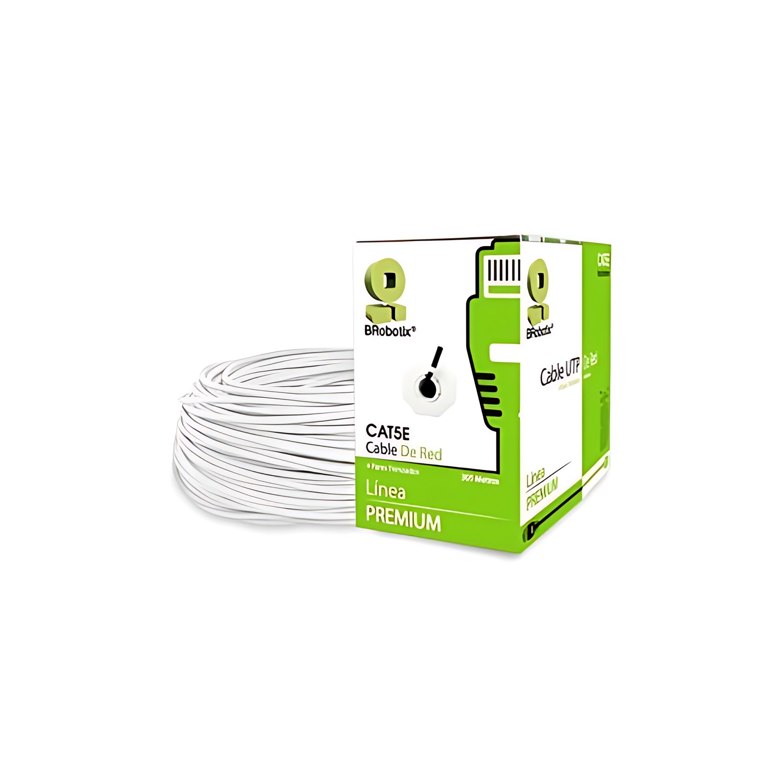 Brobotix Bobina Cat5e Cca Utp 305 Metros Color Blanco – Rollo  Cable Utp Para Red Solida – 4 Pares –  Cctv  Camara De Seguridad Servidor Switch – Categoria 5e – Color Blanco