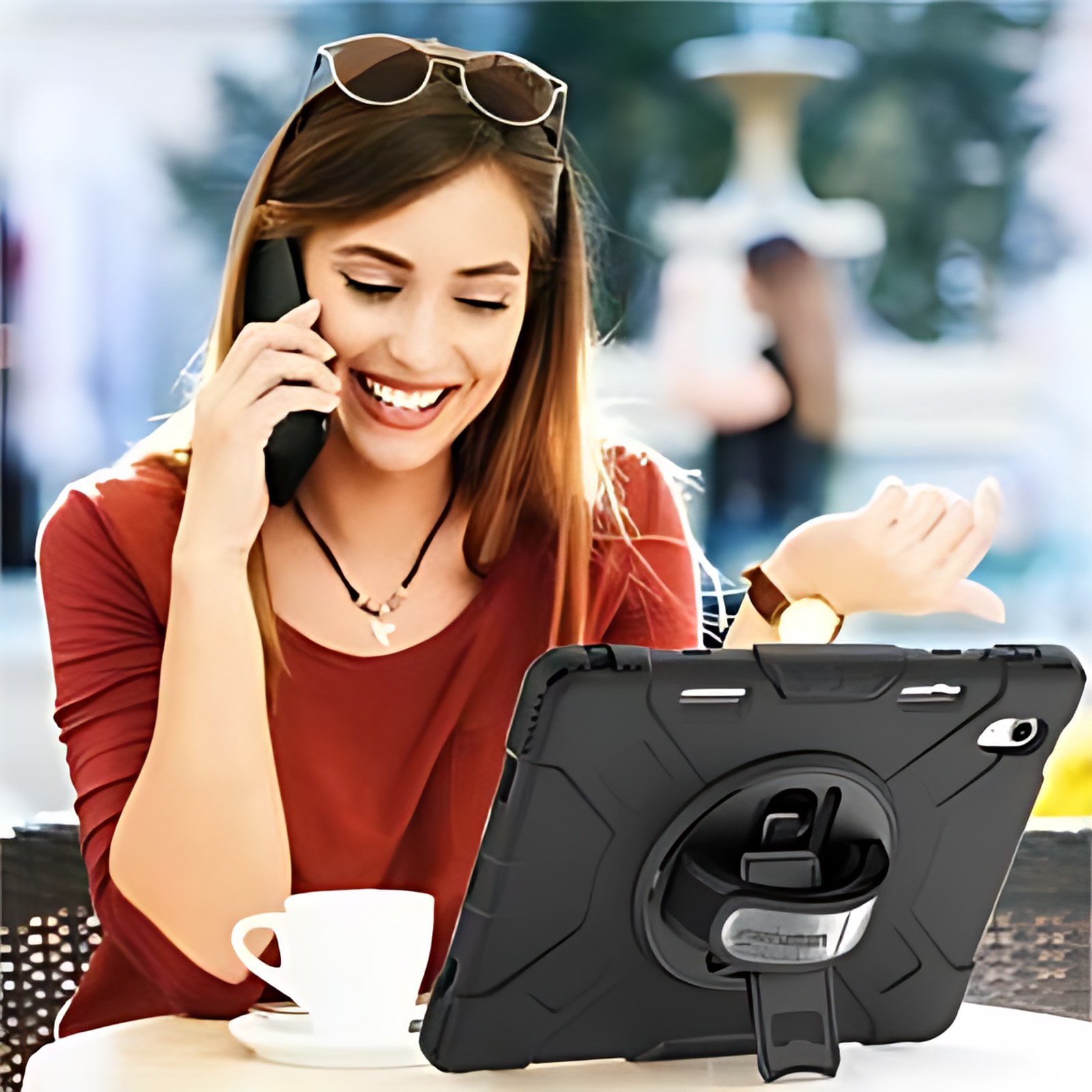Funda Protectora De Uso Rudo Para Ipad® De 10.9″ (10ª Gen) – Amortiguador, Resistente A Golpes, Resistente A Caídas, Resistente A Impactos, Protector De Pantalla Resistente A Los Arañazos – Policarbonato, Silicona, Poliuretano Body – Correa De Mano, Correa De Hombro – 24.9mm Altura X 217.9mm Ancho X 273.6mm Profundidad – Al Por Menor