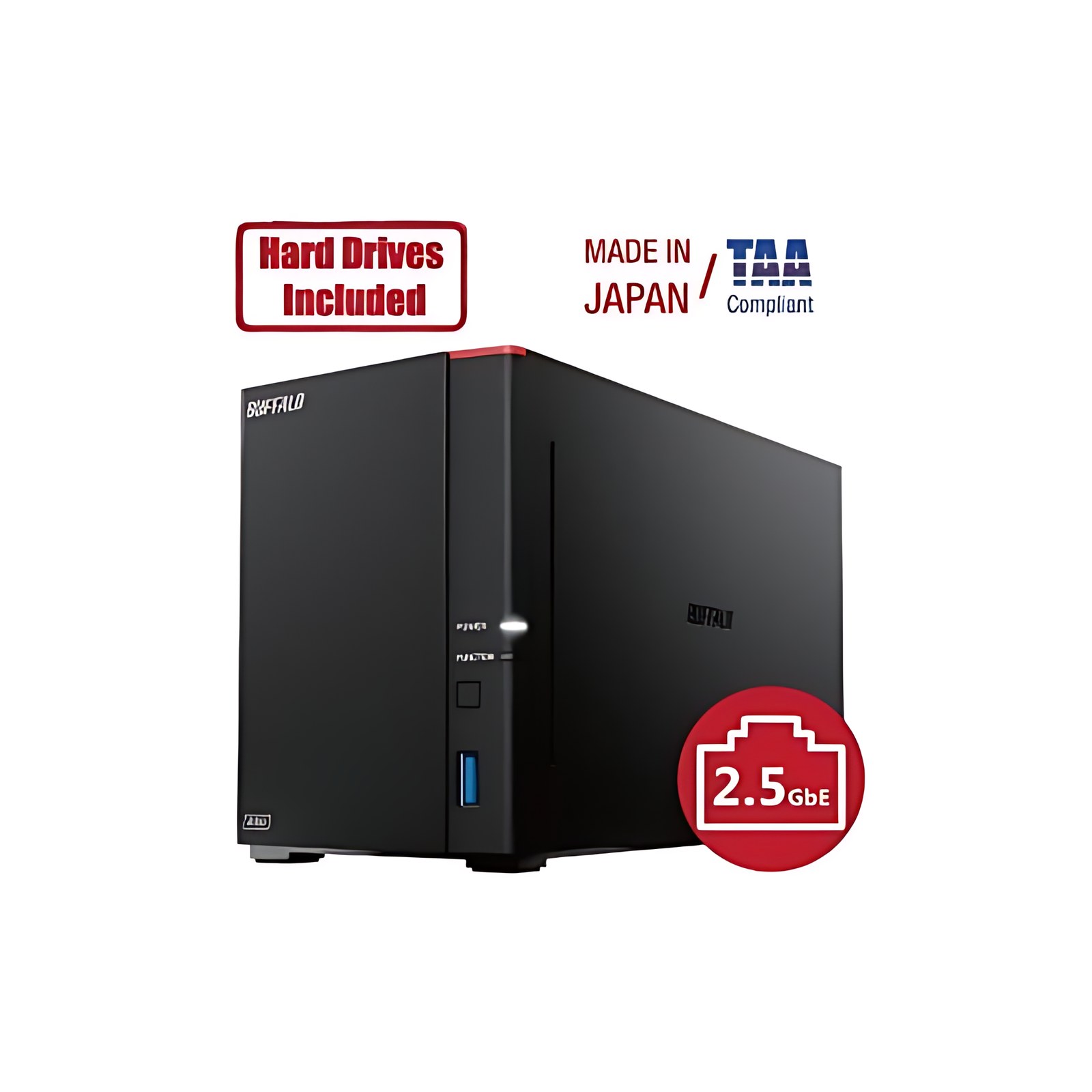 NAS 2 Bahía LinkStation 720D Series, 16TB (incluye 2 HDD de 8TB), Sistema de Almacenamiento en Red Rj-45 2.5 Gigabit, USB 3.2, Compatible con Windows & Mac, Personal Cloud Storage con acceso remoto Fr