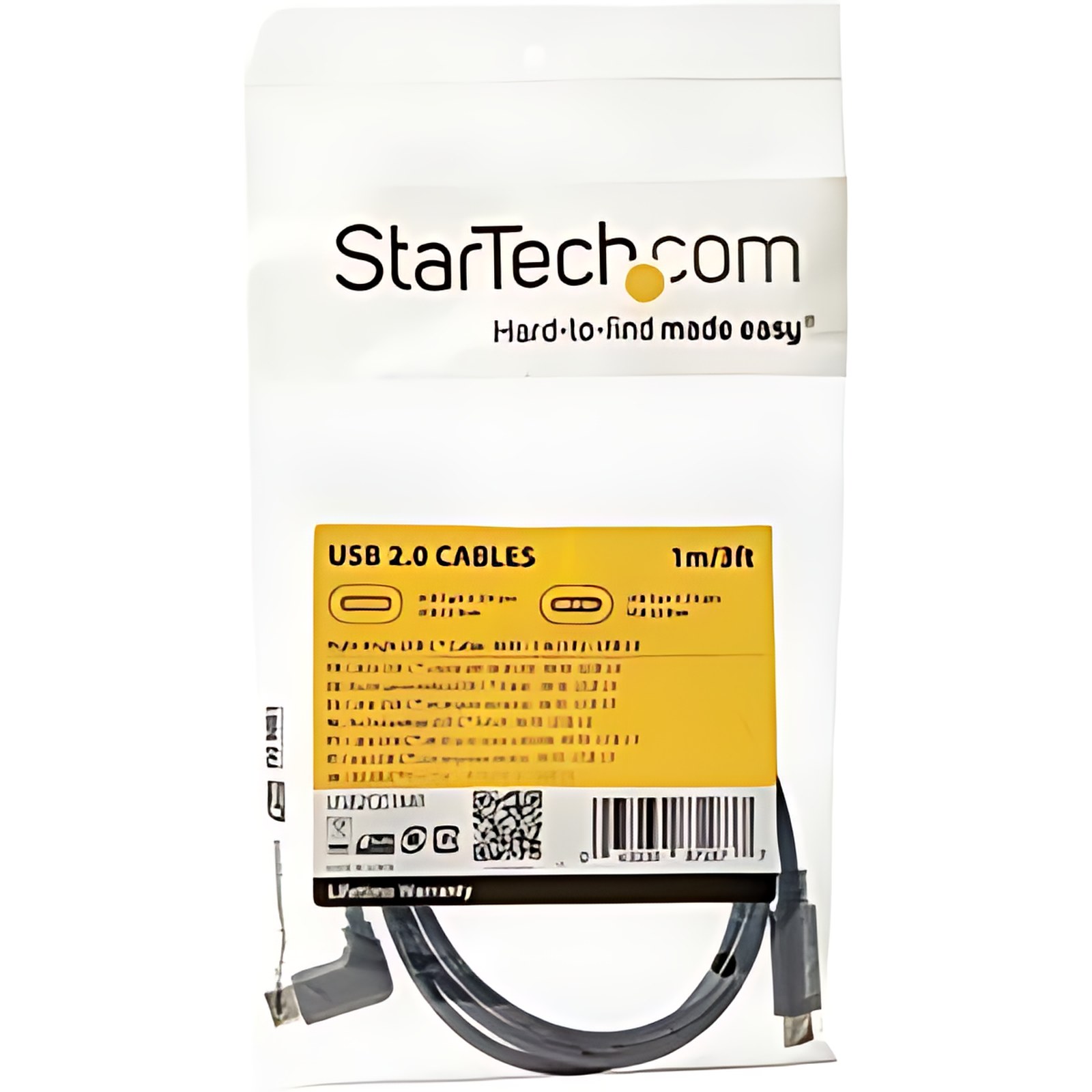 Startech.com Cable De 1m Usb-C A Usb-C Acodado A La Derecha – Cable Usb Tipo C En ángulo A La Derecha – Cable Usbc En ángulo – Cable For Tableta, Portátil, Macbook, Chromebook, Cargador De Pared, Smartphone, Cargador Portátil, Cargador De Automóvil – 480mbit/S – Níquel Conector Chapado – 22/30 Awg – Negro