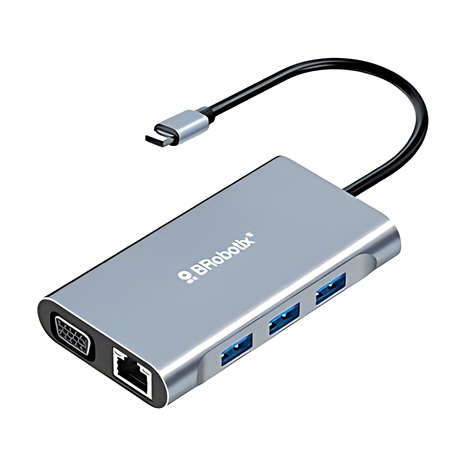 Hub USB C 7en1 BRobotix HDMI VGA RJ45 3USB3.0 Laptop MacBook, vista 1 de 6