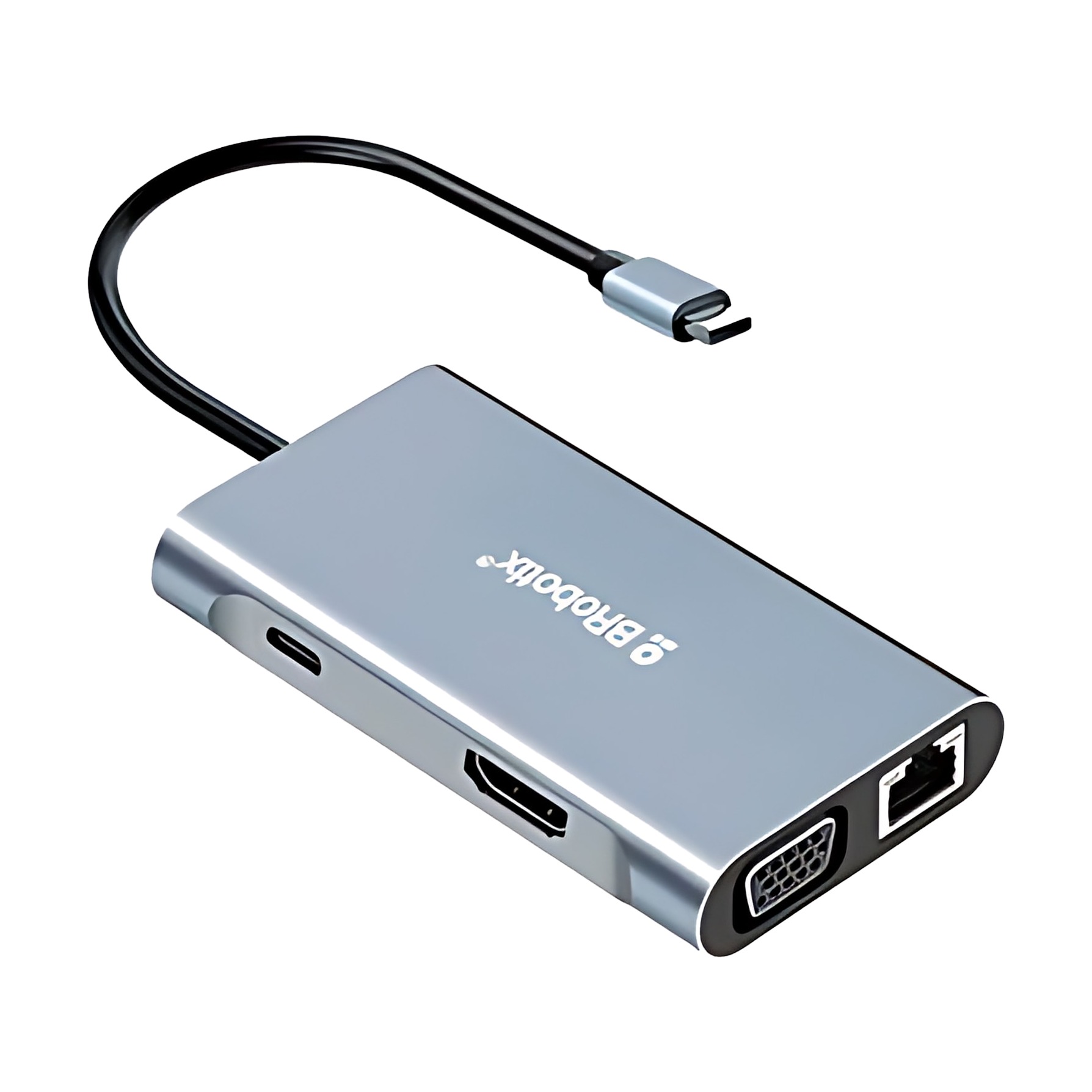 Hub USB C 7en1 BRobotix HDMI VGA RJ45 3USB3.0 Laptop MacBook, vista 2 de 6