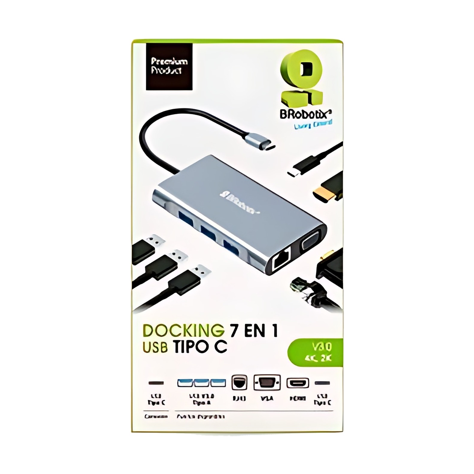 Hub USB C 7en1 BRobotix HDMI VGA RJ45 3USB3.0 Laptop MacBook, vista 6 de 6