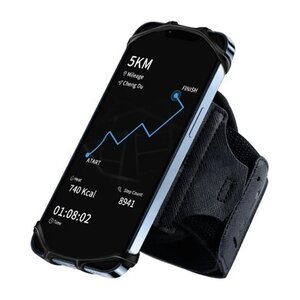 BRobotix Brobotix Brazalete Ajustable Para Smartphone De 4" A 7”, Soporte Práctico Y Cómodo Para Dispositivos Móviles Durante Actividades Físicas. Ajustable A Brazo O Muñeca, Compatible Con La Mayoría De Smartphones. Incluye Rotación De 360°. Color Negro.