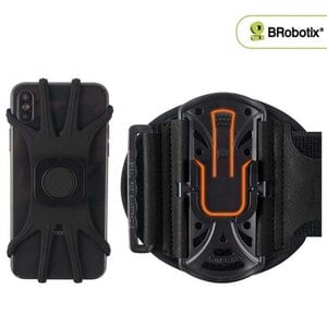 BRobotix Brobotix Brazalete Ajustable Para Smartphone De 4" A 7”, Soporte Práctico Y Cómodo Para Dispositivos Móviles Durante Actividades Físicas. Ajustable A Brazo O Muñeca, Compatible Con La Mayoría De Smartphones. Incluye Rotación De 360°. Color Negro.