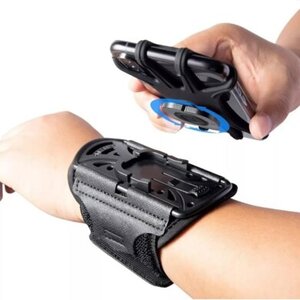 BRobotix Brobotix Brazalete Ajustable Para Smartphone De 4" A 7”, Soporte Práctico Y Cómodo Para Dispositivos Móviles Durante Actividades Físicas. Ajustable A Brazo O Muñeca, Compatible Con La Mayoría De Smartphones. Incluye Rotación De 360°. Color Negro.