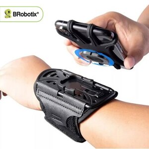 BRobotix Brobotix Brazalete Ajustable Para Smartphone De 4" A 7”, Soporte Práctico Y Cómodo Para Dispositivos Móviles Durante Actividades Físicas. Ajustable A Brazo O Muñeca, Compatible Con La Mayoría De Smartphones. Incluye Rotación De 360°. Color Negro.