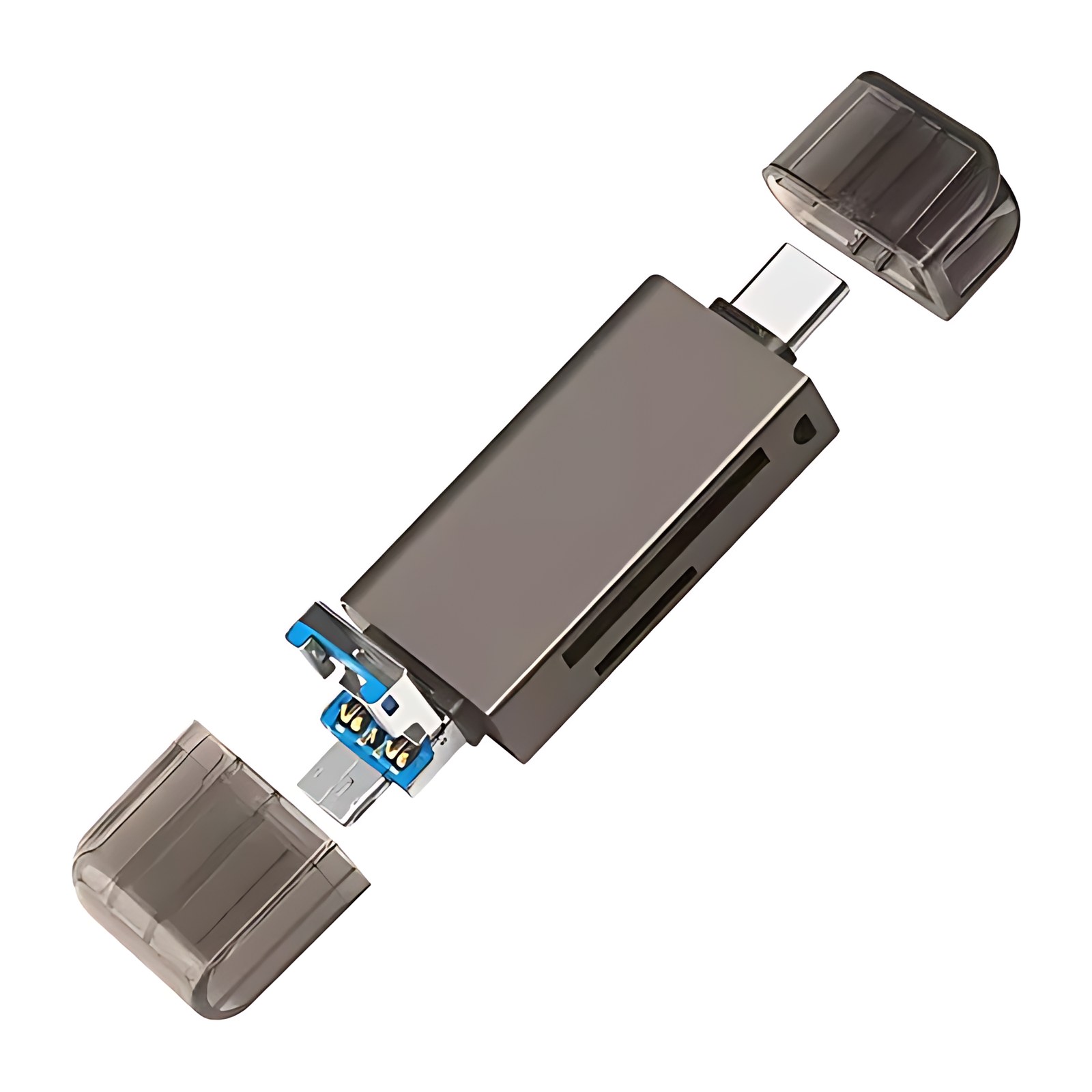 LECTOR USB V2.0 MICROSD NEGRO TIPO C Y TIPO A