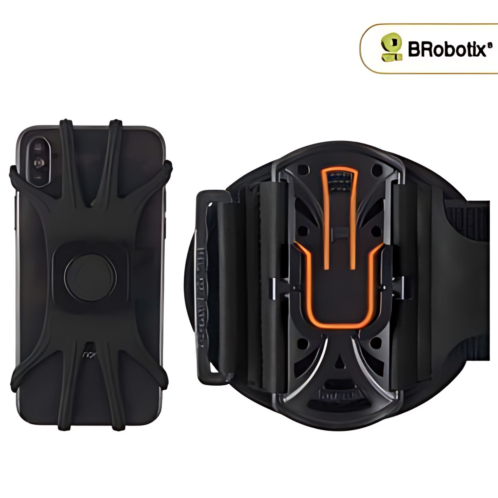 BROBOTIX BRAZALETE AJUSTABLE PARA SMARTPHONE DE 4" A 7, Soporte práctico y cómodo para dispositivos móviles durante actividades físicas. Ajustable a brazo o muñeca, compatible con