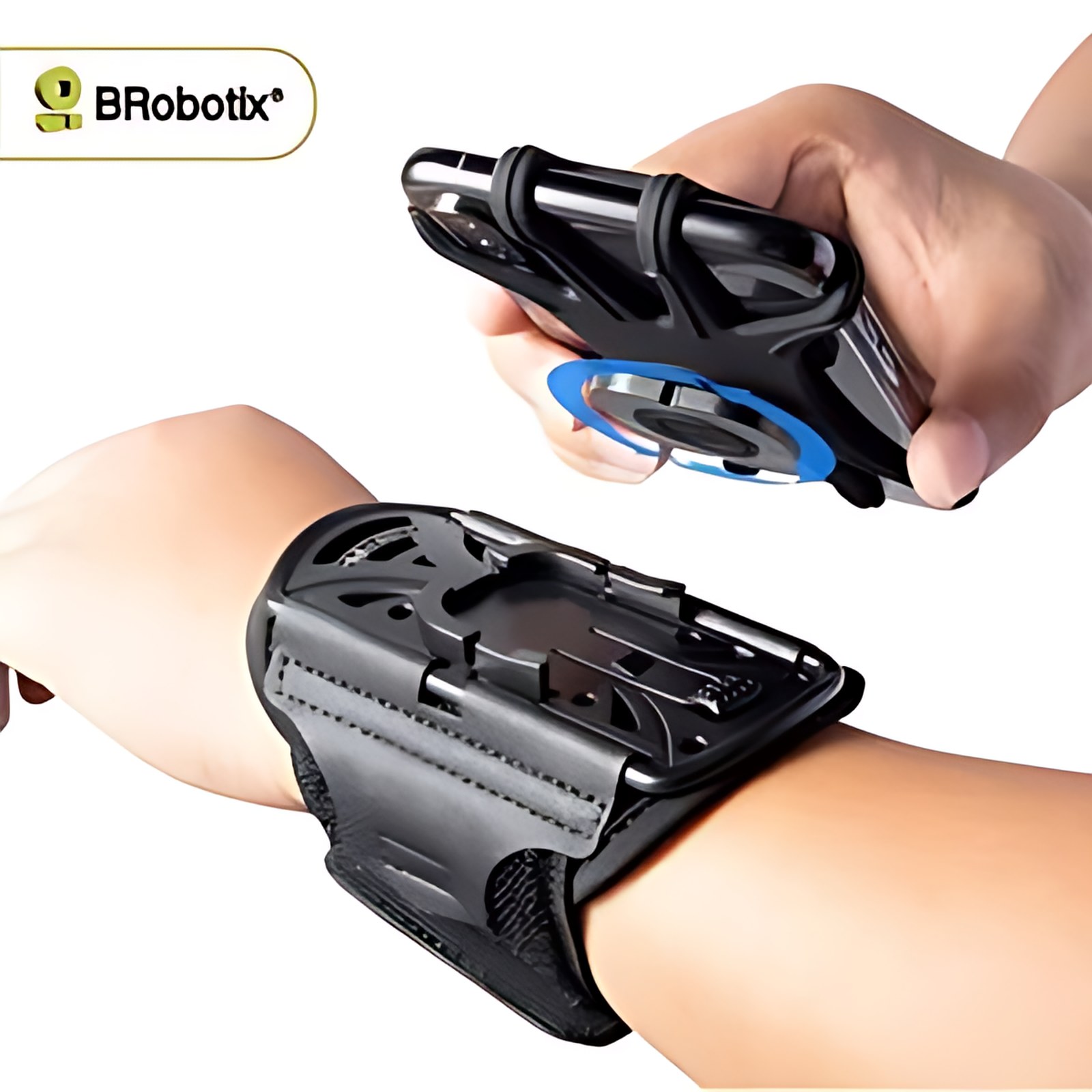 BROBOTIX BRAZALETE AJUSTABLE PARA SMARTPHONE DE 4" A 7, Soporte práctico y cómodo para dispositivos móviles durante actividades físicas. Ajustable a brazo o muñeca, compatible con