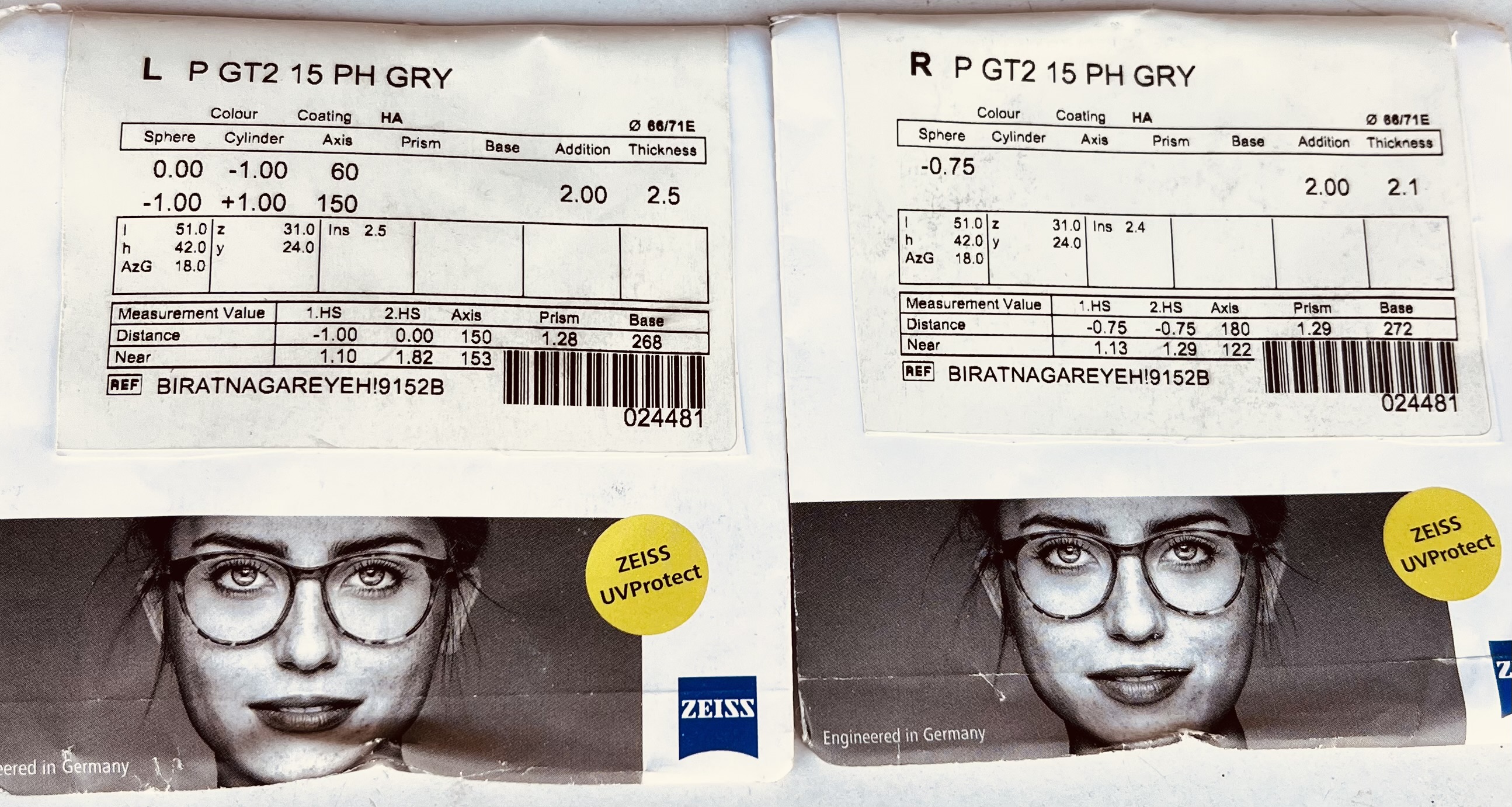 Zeiss progressive (photochromic,Changeable glass)