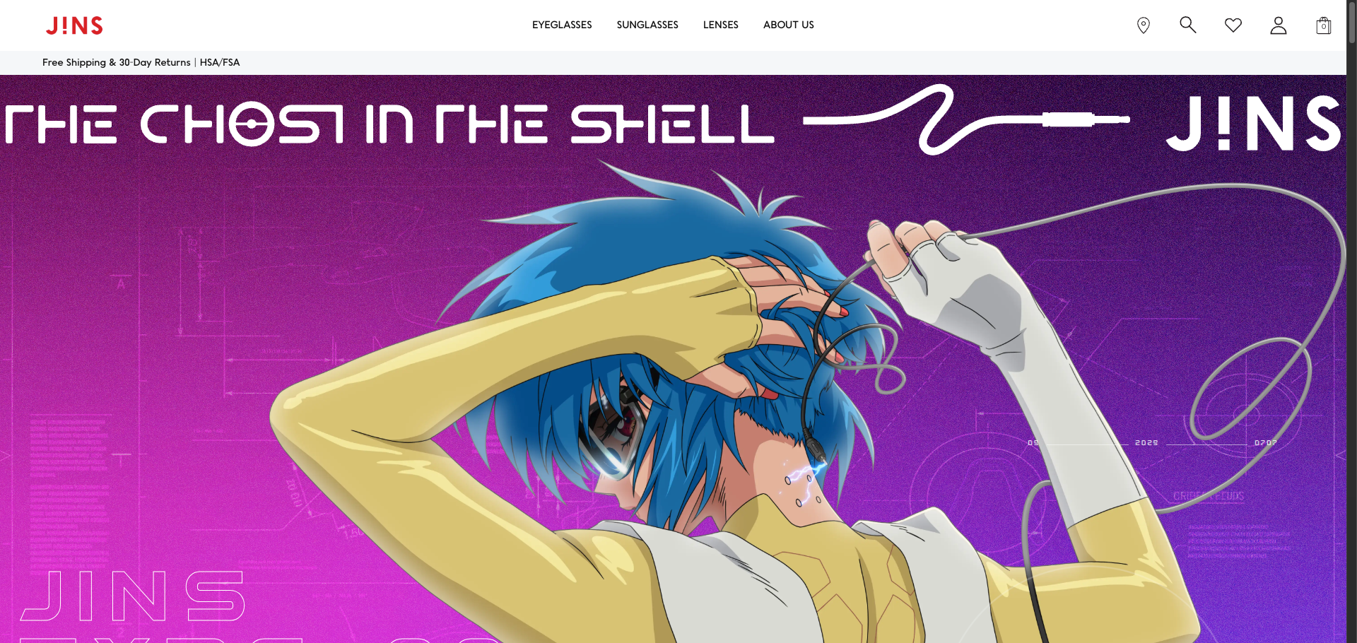 JINS × The Ghost in the Shell LP — Hero section