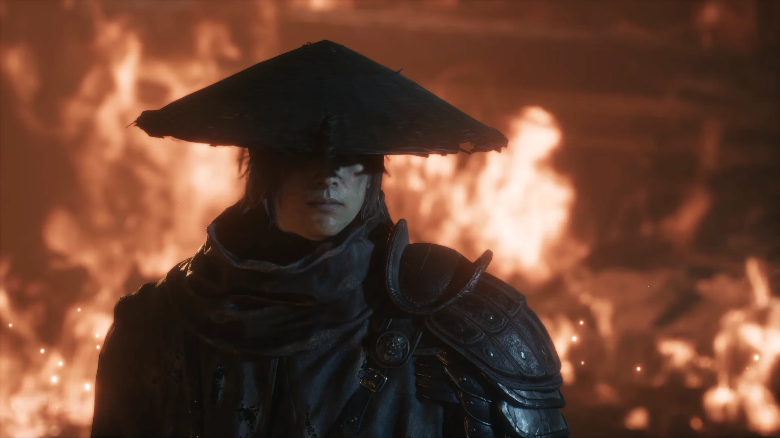 Phantom Blade Zero protagonist Soul standing before a burning battlefield