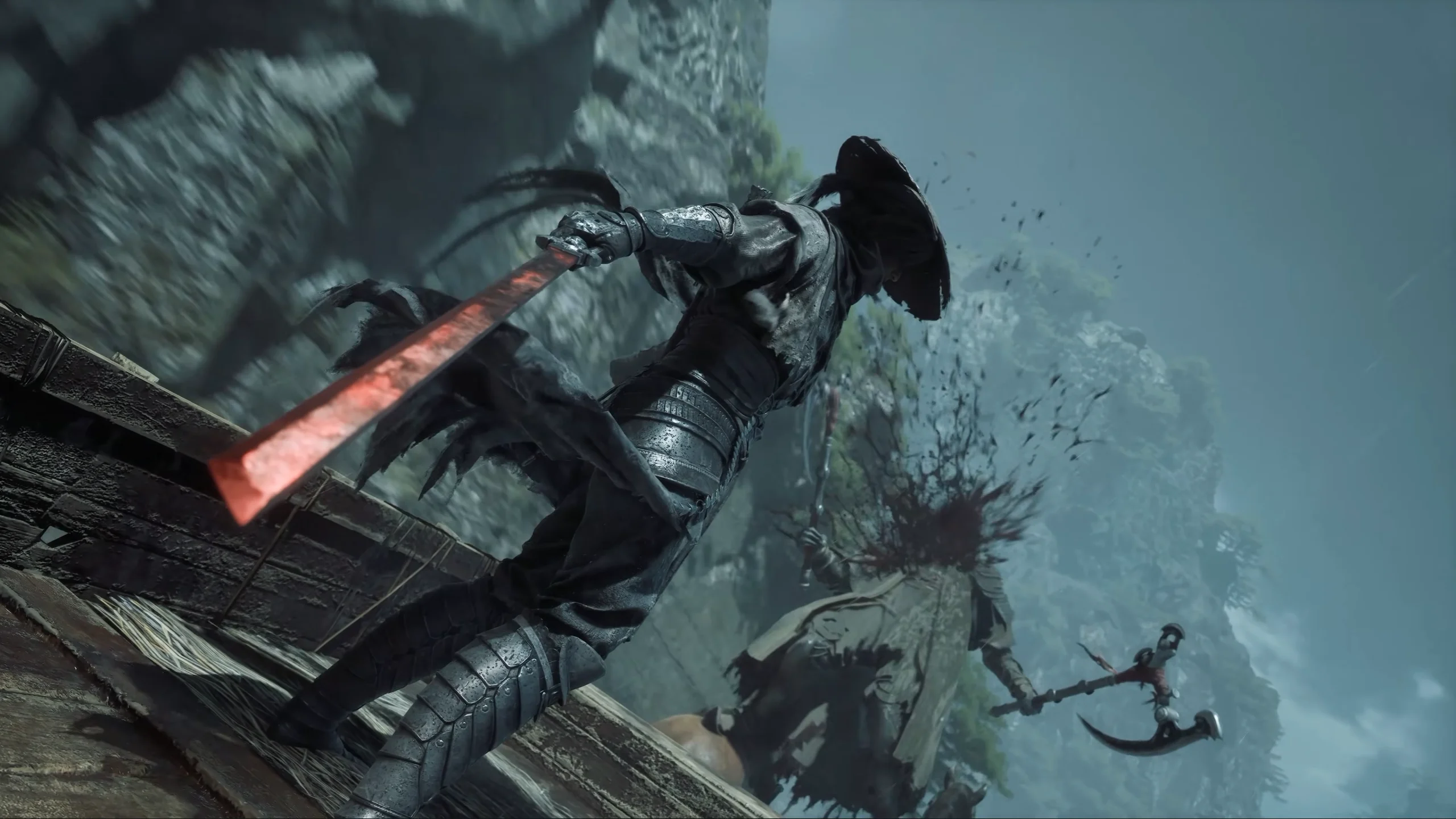 Phantom Blade Zero warrior attacking an enemy with a glowing red sword