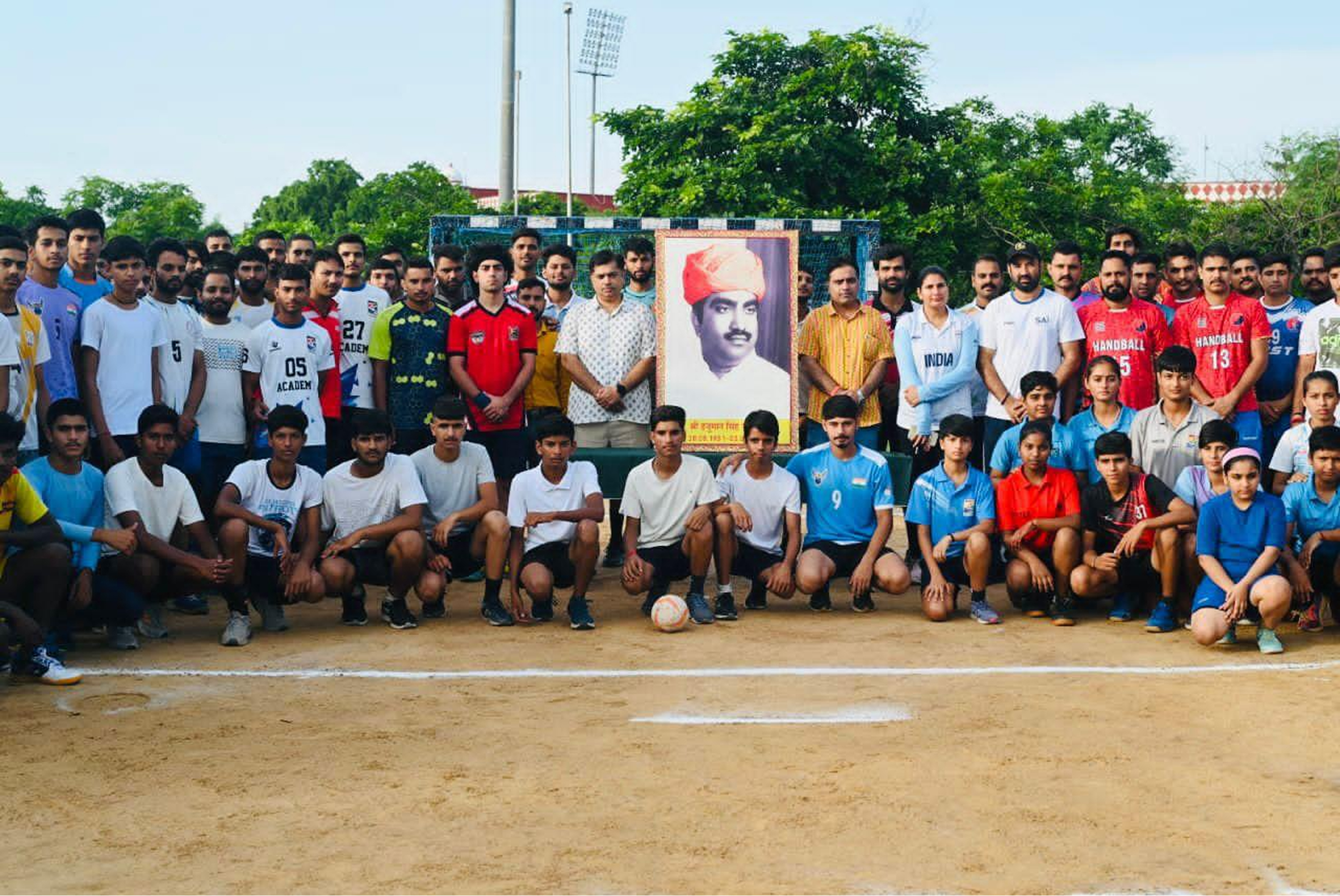 Handball players during the demonstration match