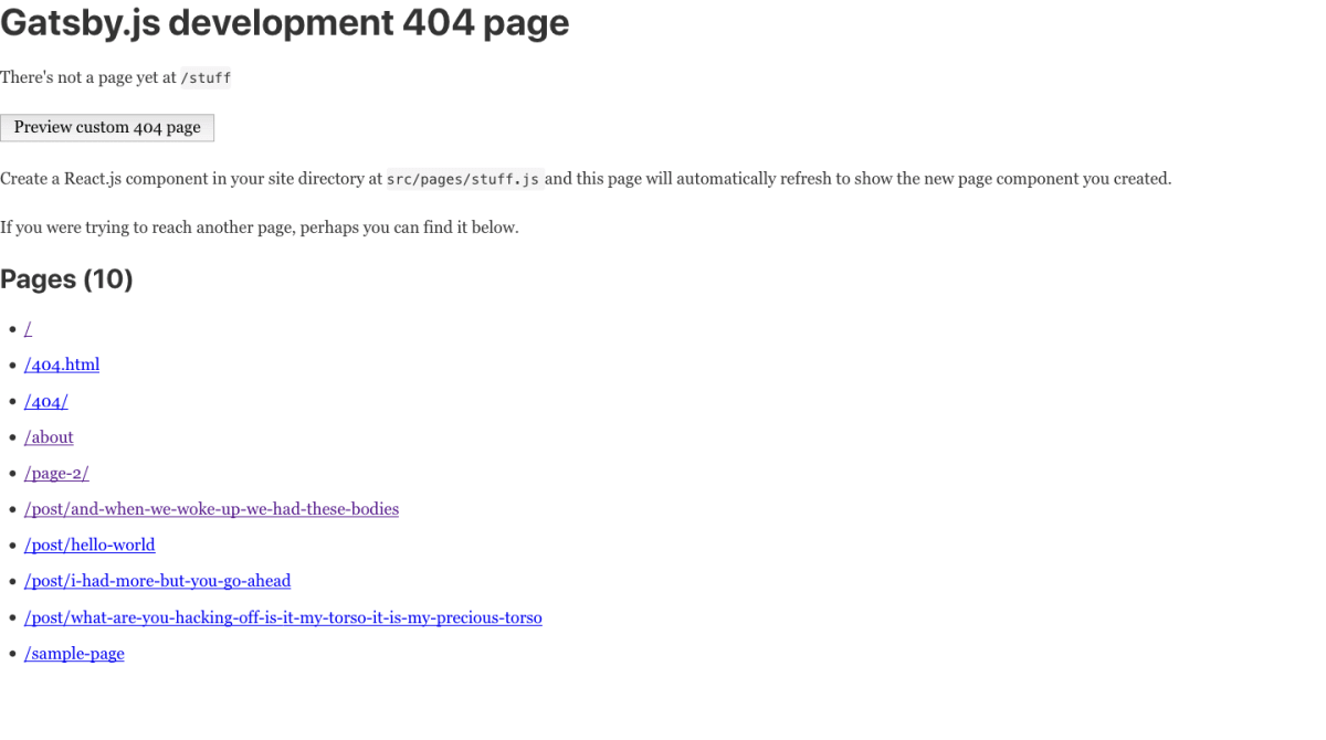 See a list of available pages by visiting the 404 page