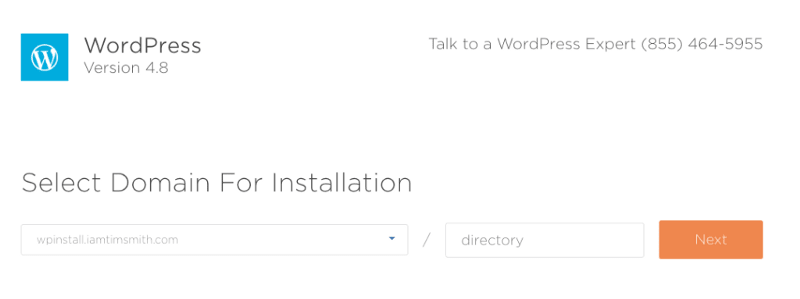 Select the domain for installation. This will be the address for your website.
