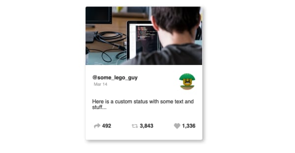 Finished social card using Styled Components