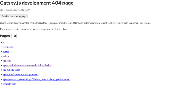 See a list of available pages by visiting the 404 page