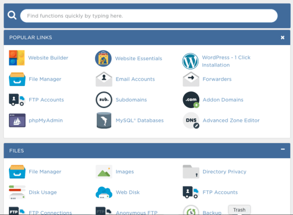 Installing WordPress through a cPanel interface.