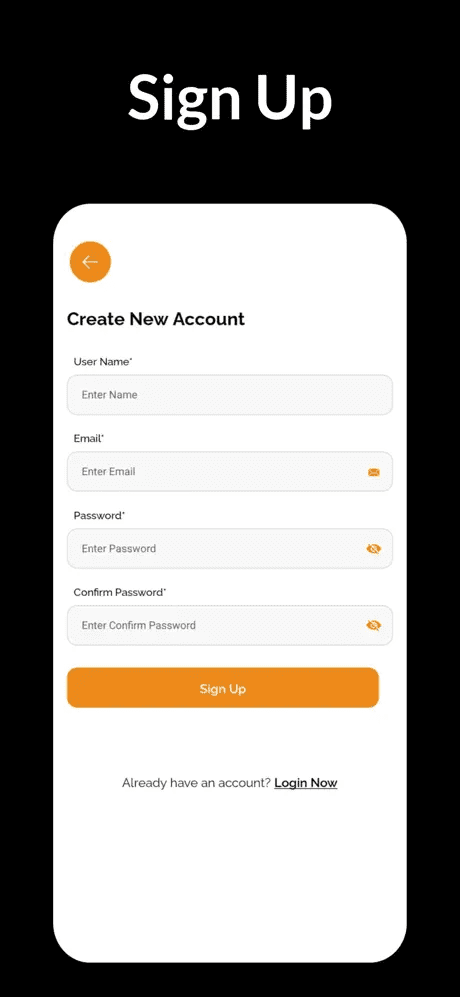 The Landing List create account screen