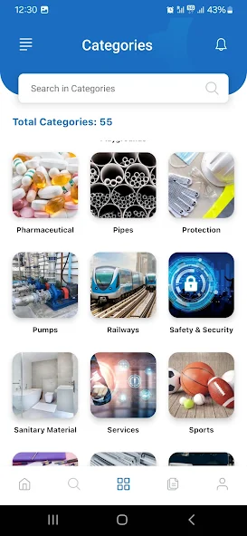 iCATM categories grid with search and total count