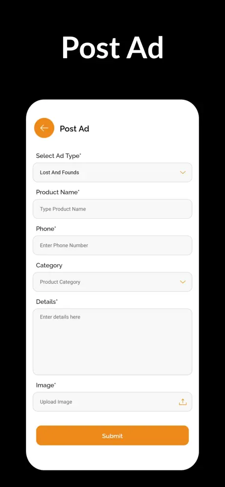 The Landing List post ad form with image upload