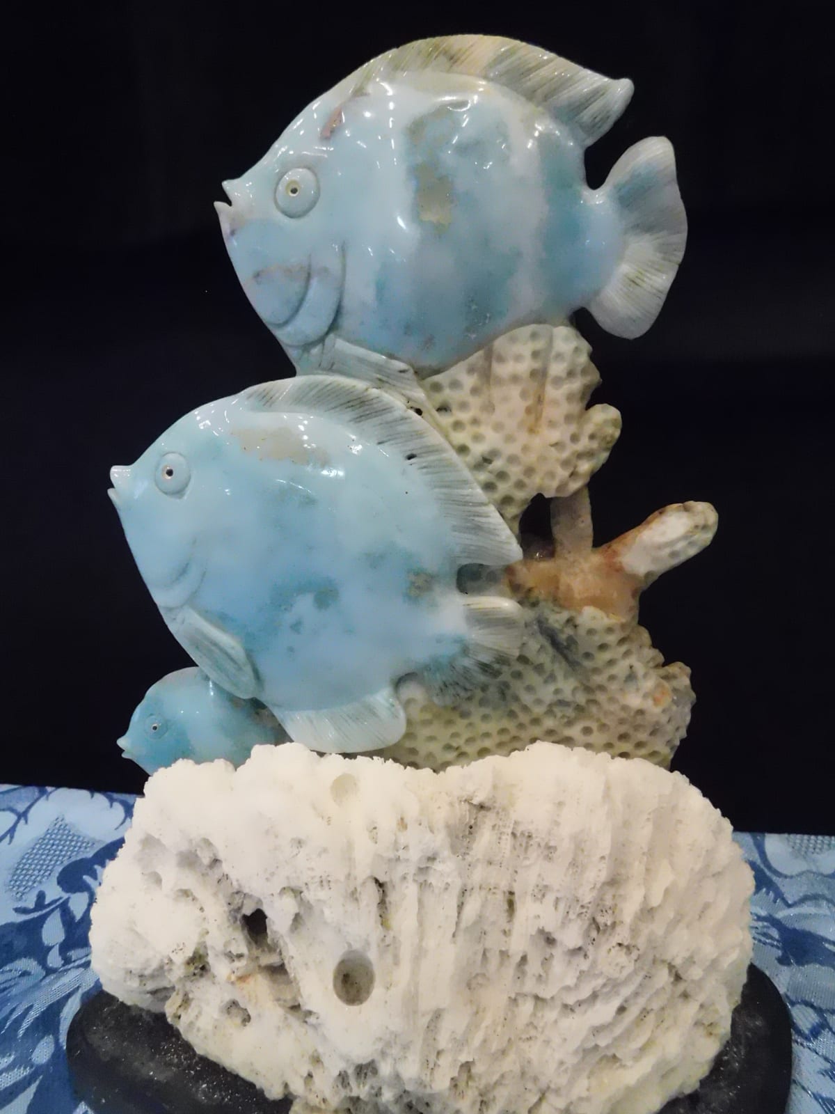 Blue Quartz Seascape with Angel Fish