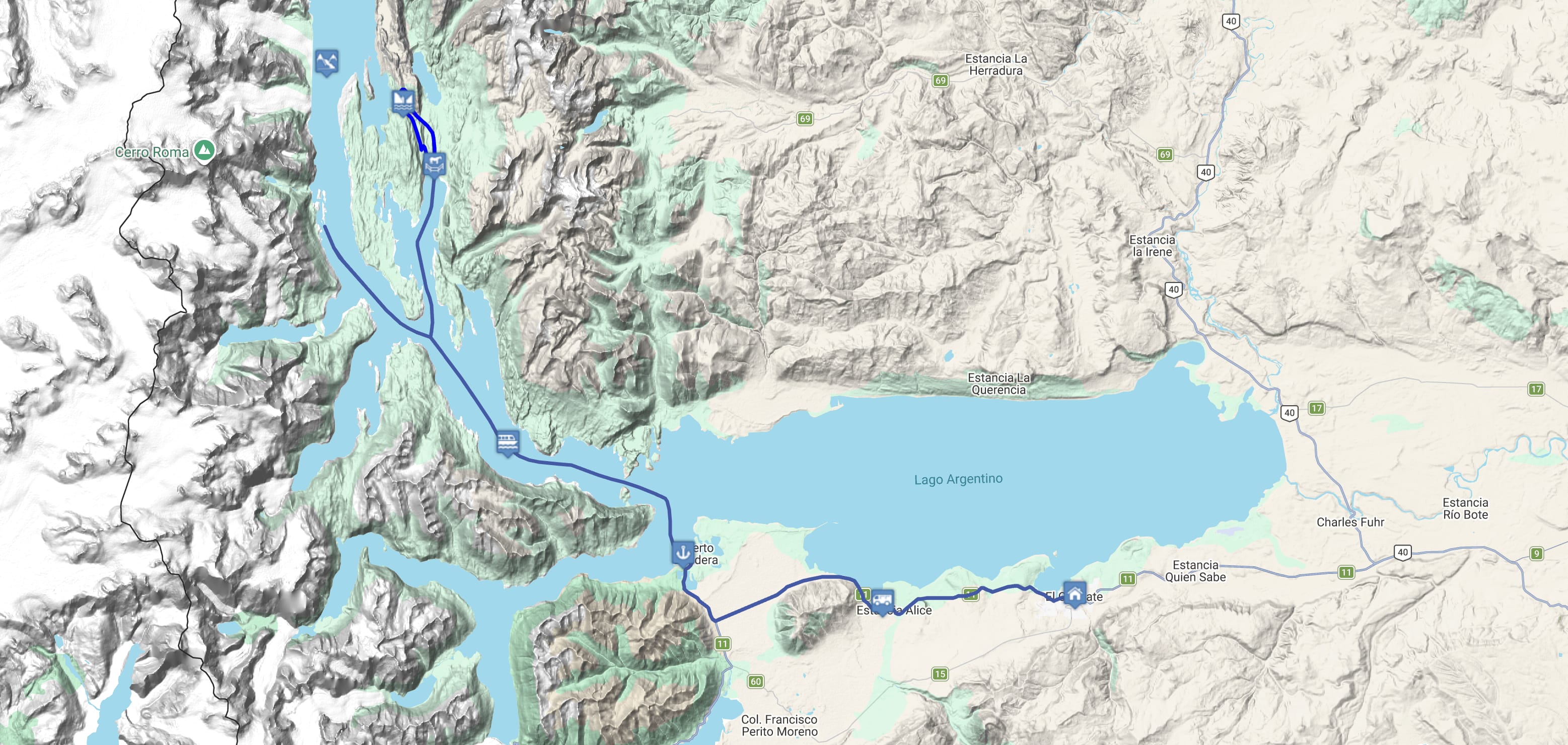 Map Estancia Cristina: Upsala Trekking