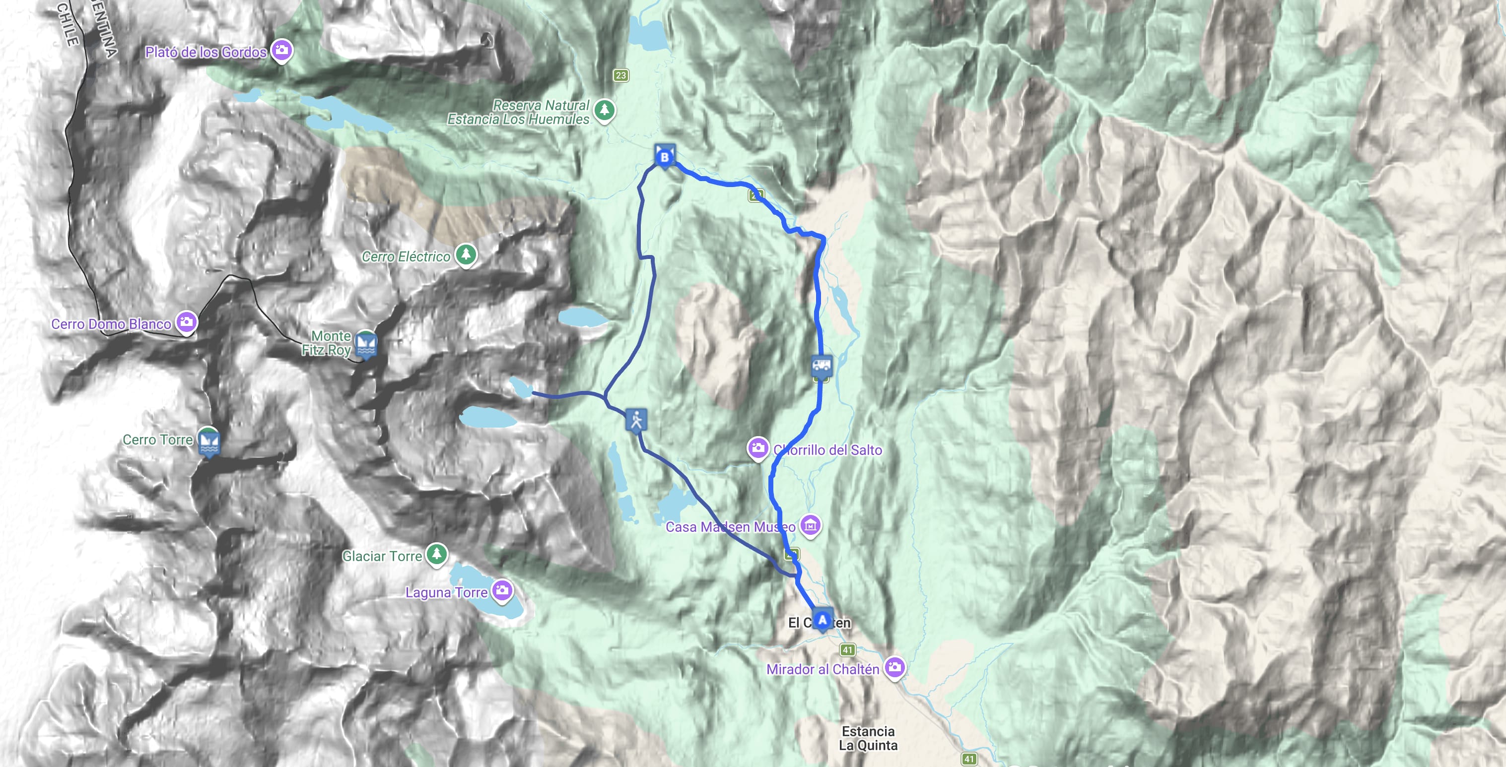 Map Trekking: Laguna de los Tres full day