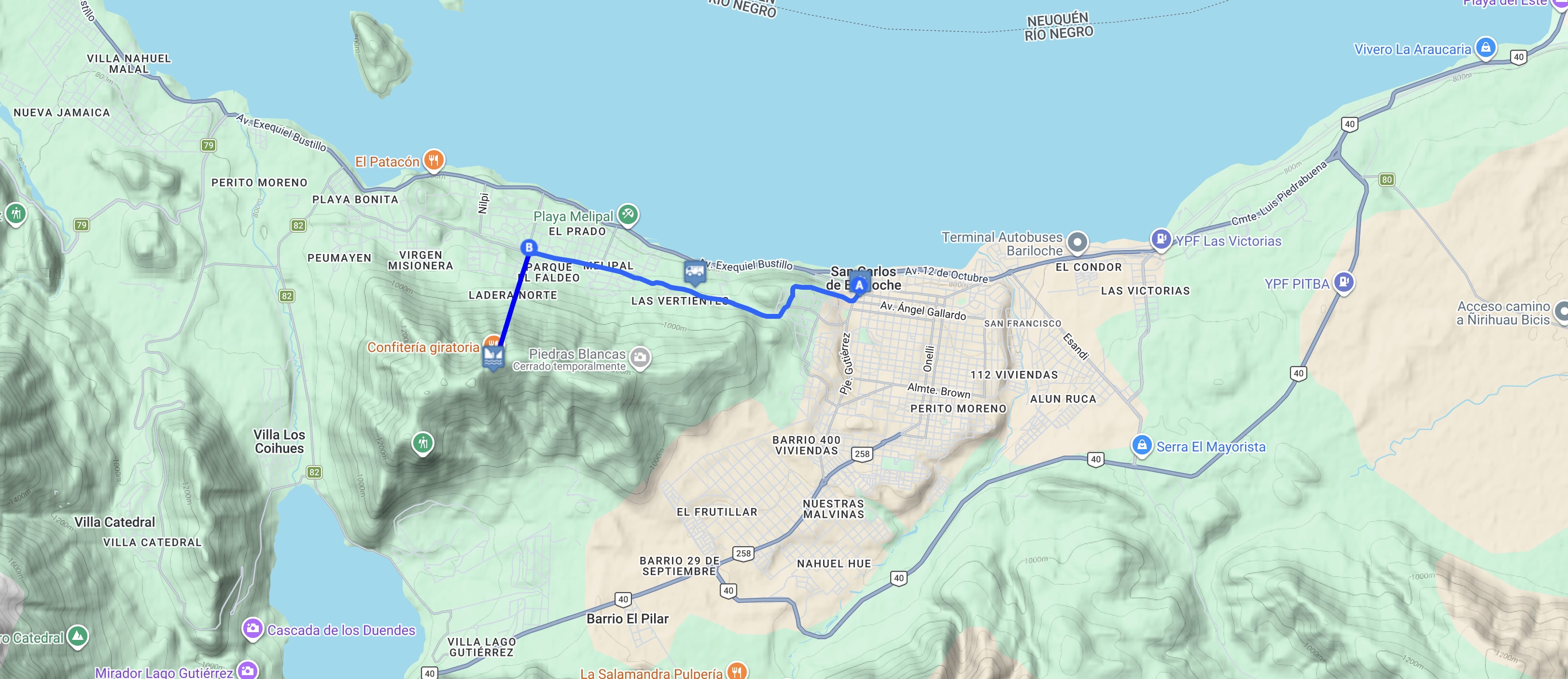 Map Cerro Otto: Panorámicas de Bariloche