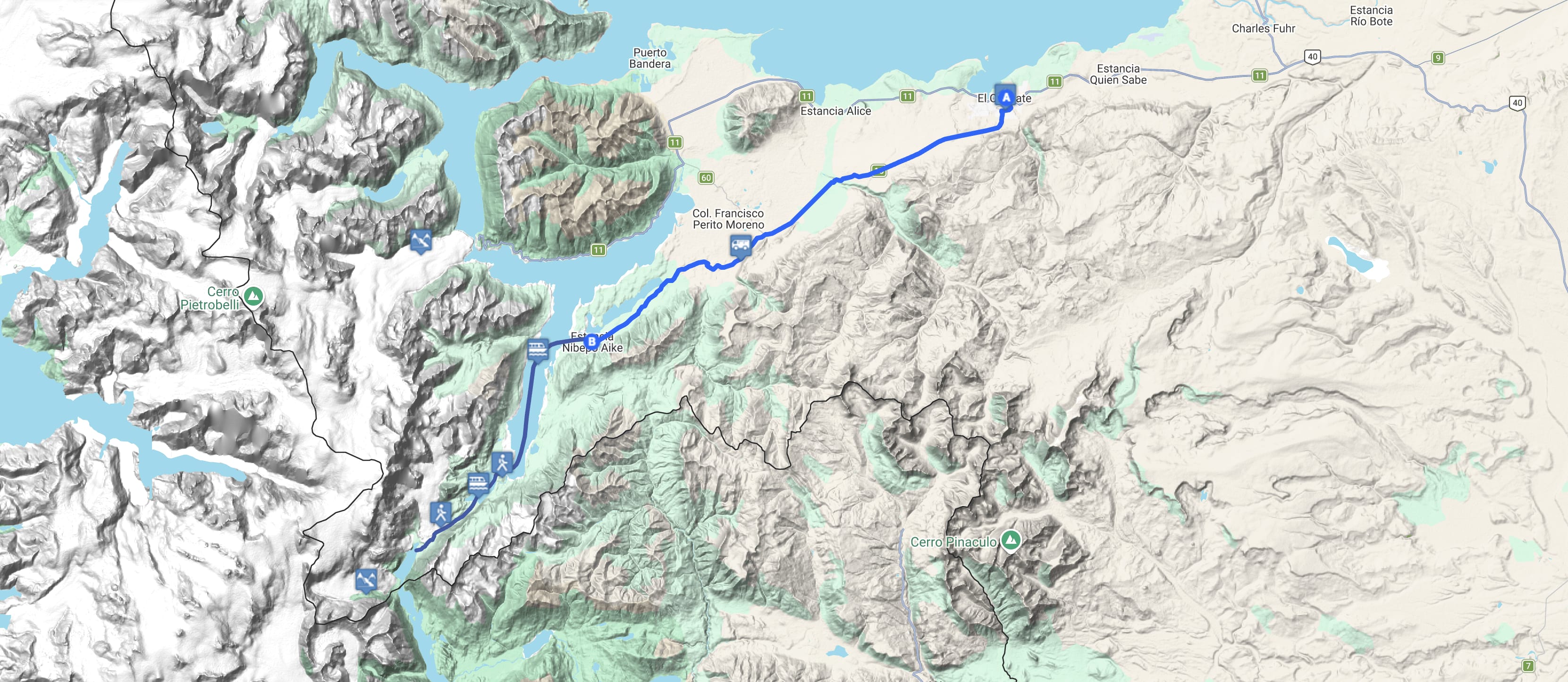 Map Glaciar Sur Aventura