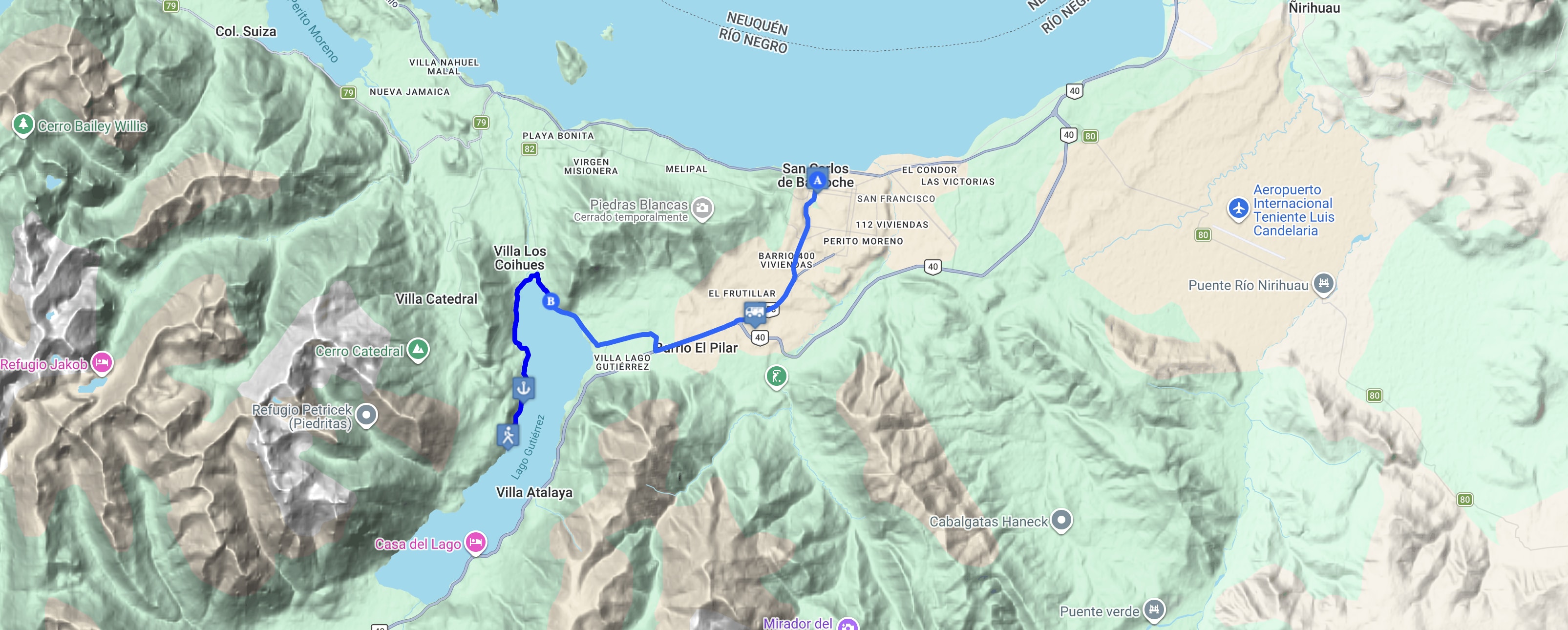 Map Kayak en Lago Gutiérrez 