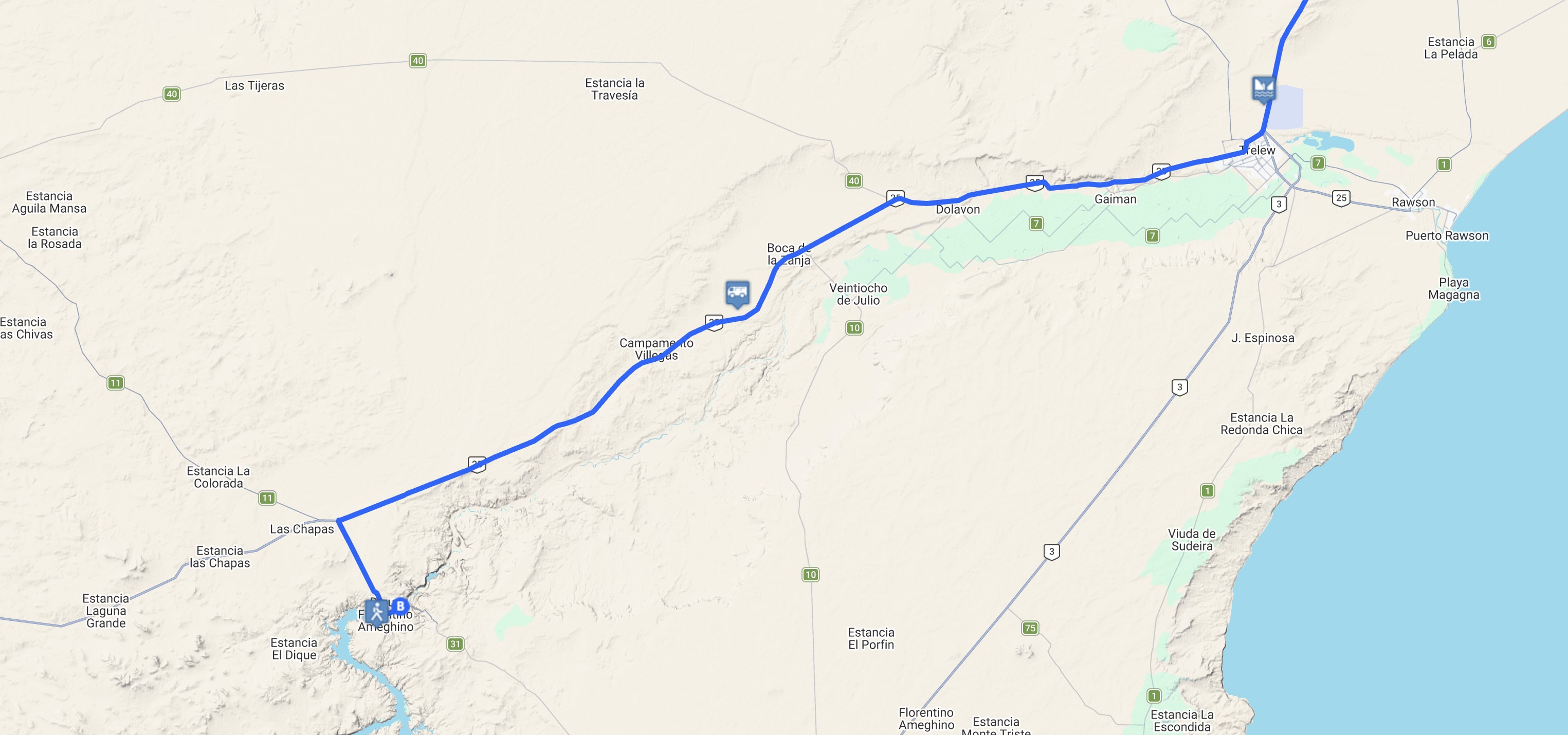 Map Dique Florentino Ameghino full day