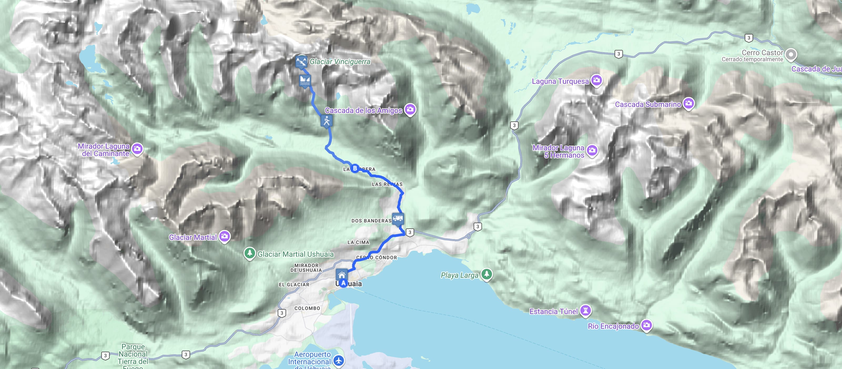 Map Trekking Glaciar Vinciguerra